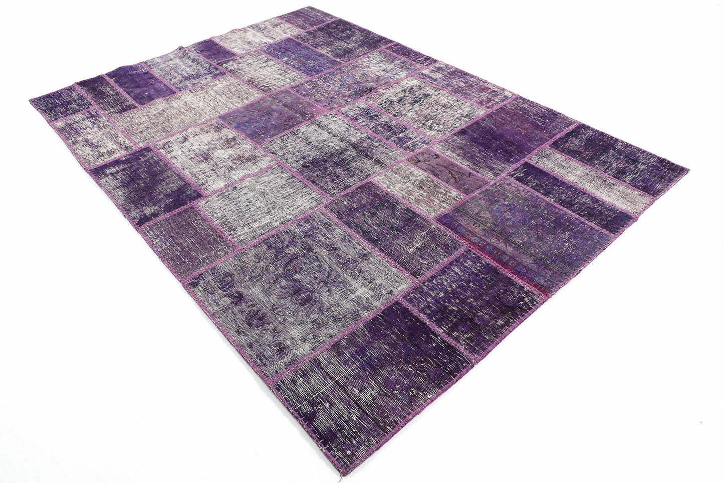 Hand-Knotted Gabbeh Carpet 5'.11" X 8'.1" , Purple Fine Wool Area Rug 5.5x8 D44322