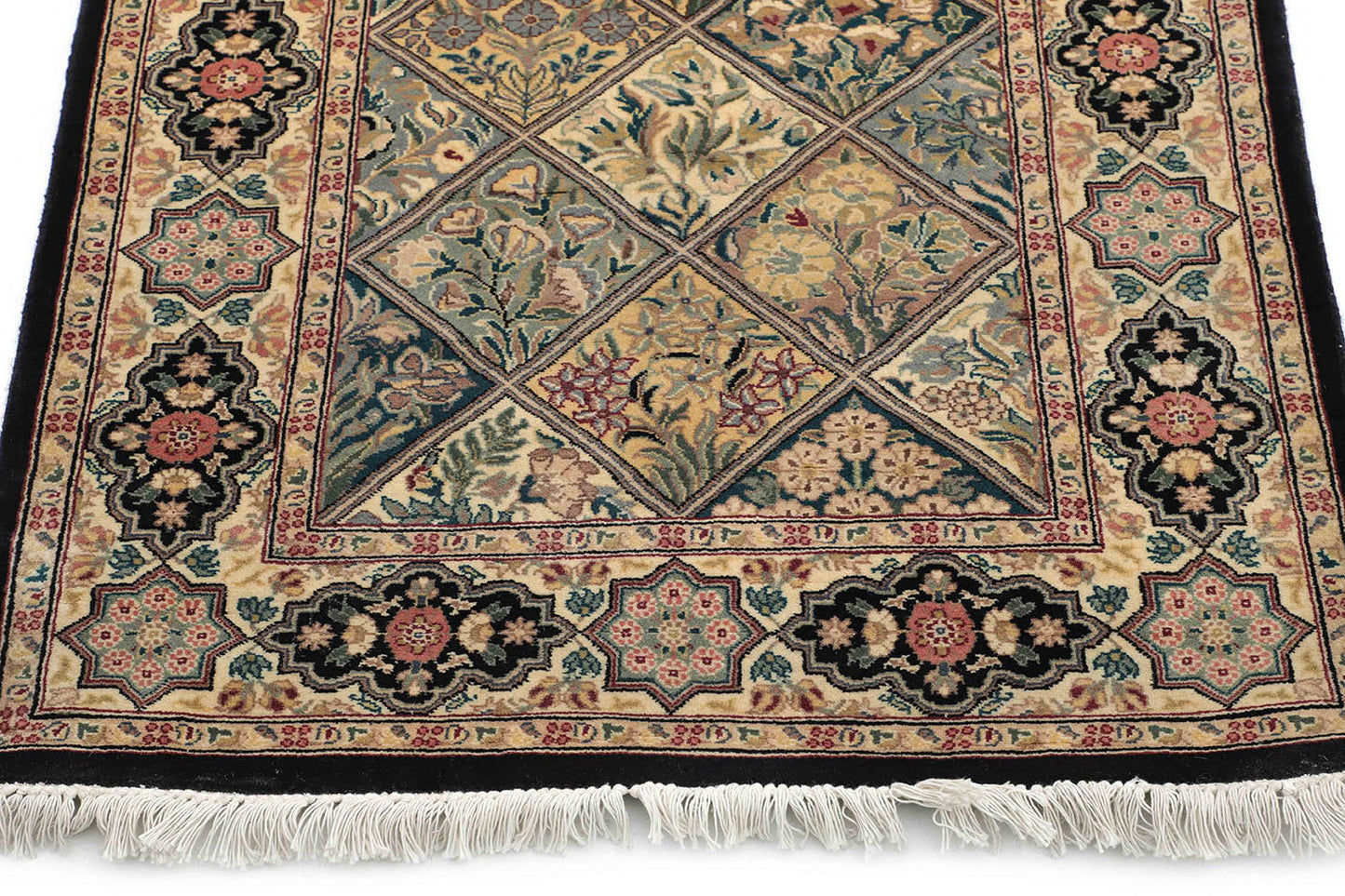 Hand-Knotted Lahore Carpet 2'.8" X 10'.11" Oriental, Black Fine Wool Runner Rug 2.5x10