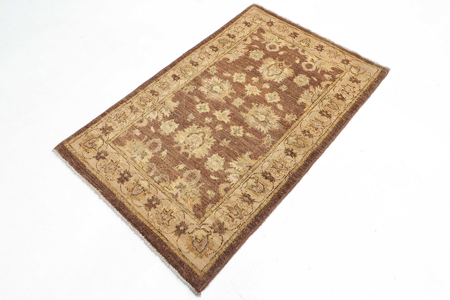 Hand-Knotted Oushak Carpet 2'.8" X 4'.3" Traditional, Brown Fine Wool Accent Rug 2.5x4