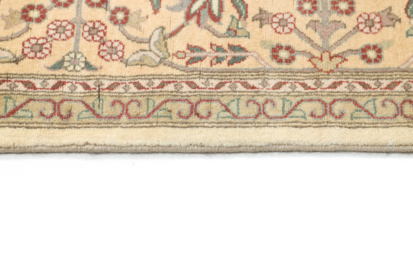 Hand-Knotted Lahore Carpet 6'.1" X 9'.2" Oriental, Ivory Fine Wool Area Rug 6x9