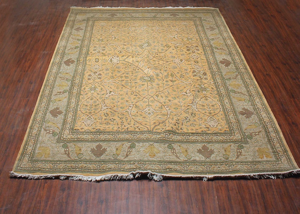 Hand-Knotted Lahore Carpet Oriental L/Gold Fine Wool Area Rug Q7510 10X14
