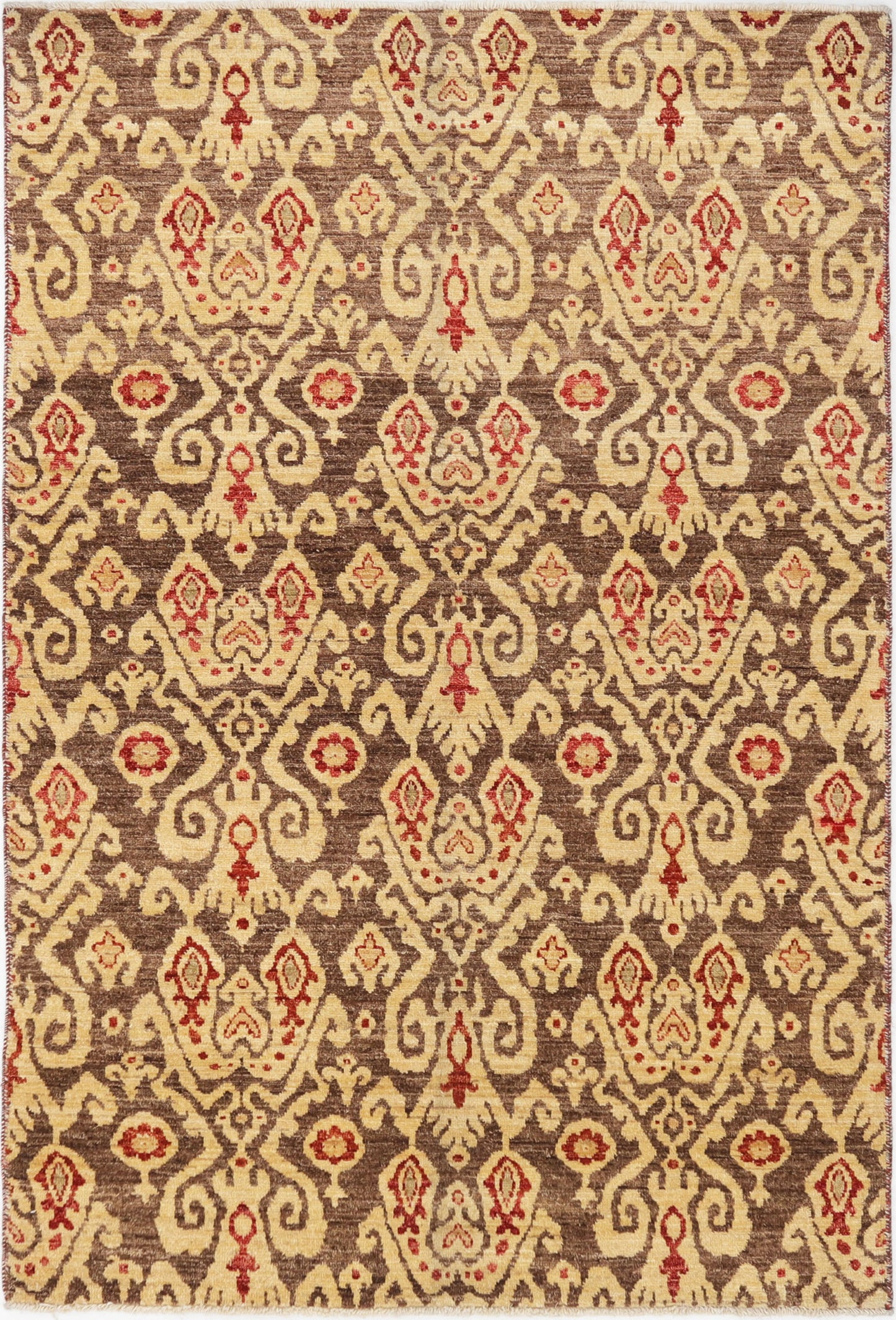 Hand-Knotted Oushak Carpet 4' X 6' Traditional, Brown Fine Wool Area Rug 4x6