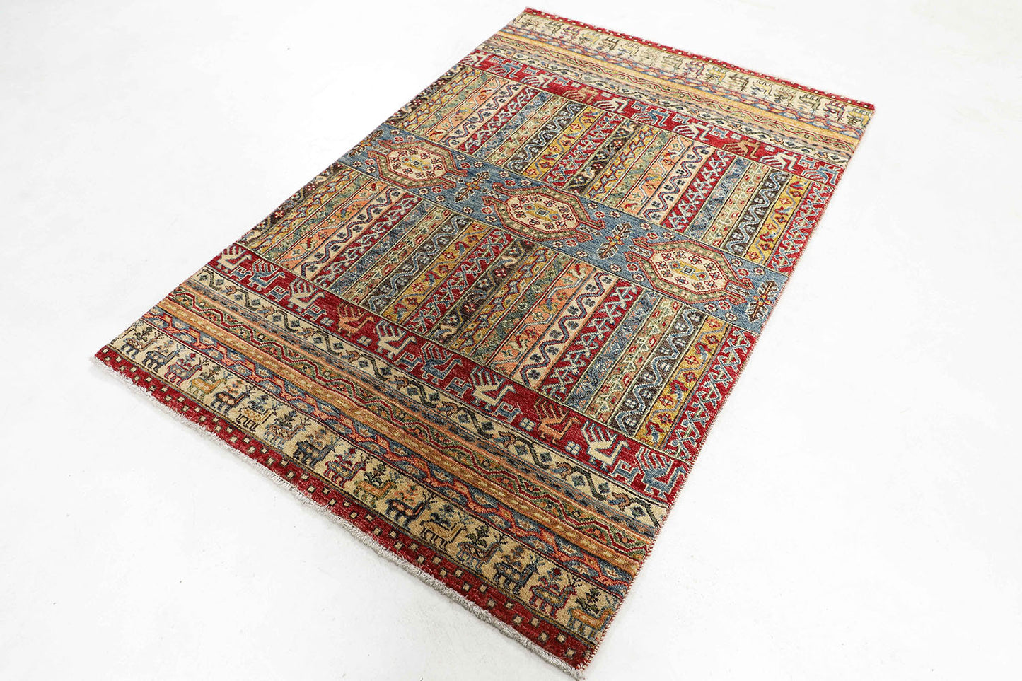 Hand-Knotted Oushak Carpet 4'.1" X 6'.2" Traditional, Red Fine Wool Area Rug 4x6