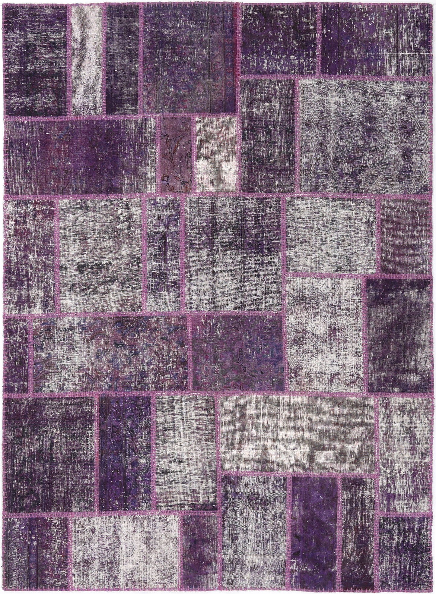 Hand-Knotted Gabbeh Carpet 5'.11" X 8'.1" , Purple Fine Wool Area Rug 5.5x8 D44322