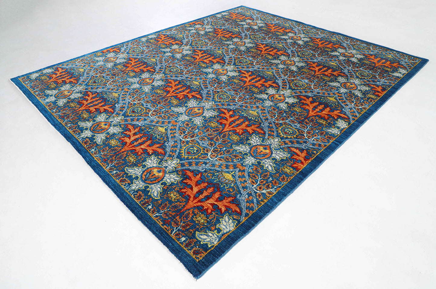 Hand-Knotted Bohemian Carpet 8'.4" X 10'.3" Transitional, Blue Fine Wool Area Rug 8x10 D56738