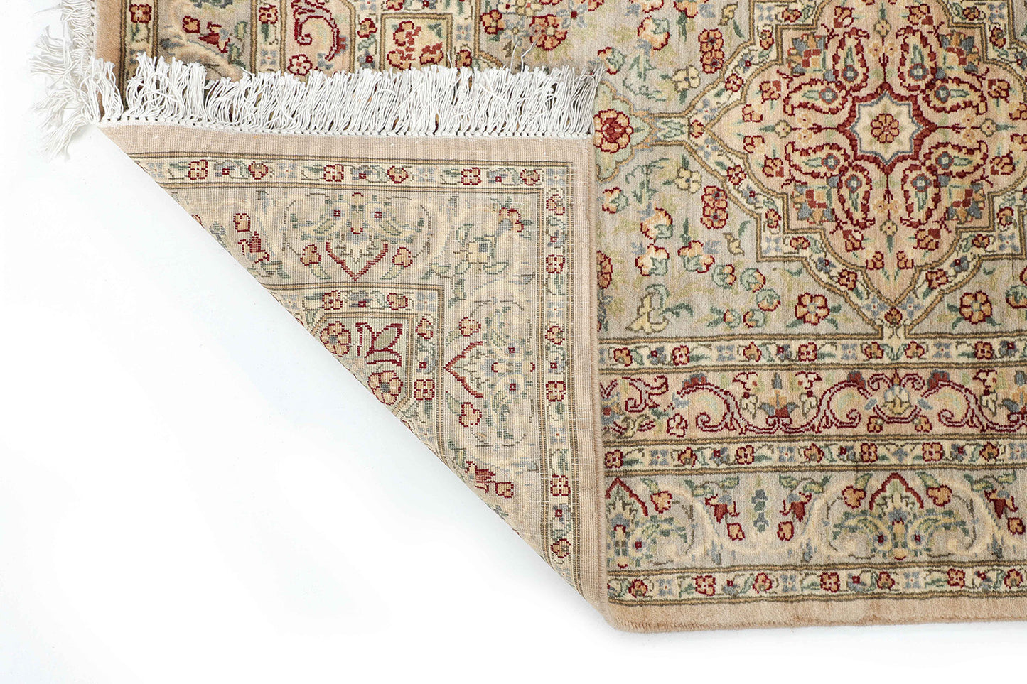 Hand-Knotted Lahore Carpet 2'.7" X 12'.4" Oriental, Bone Fine Wool Runner Rug 2.5x12