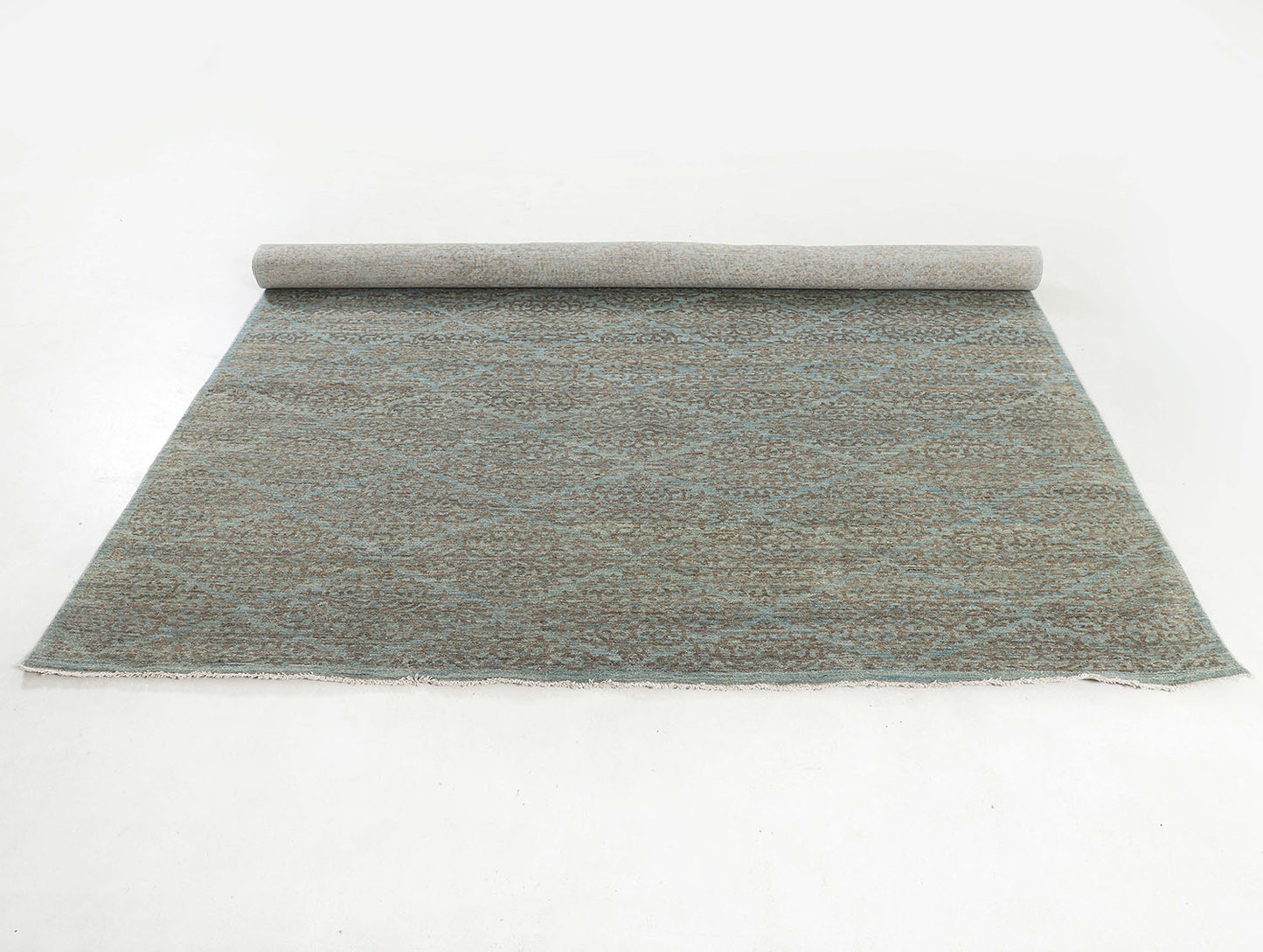 Hand-Knotted Oushak Carpet 8'.3" X 11'.9" Traditional, Grey Fine Wool Area Rug 9x12