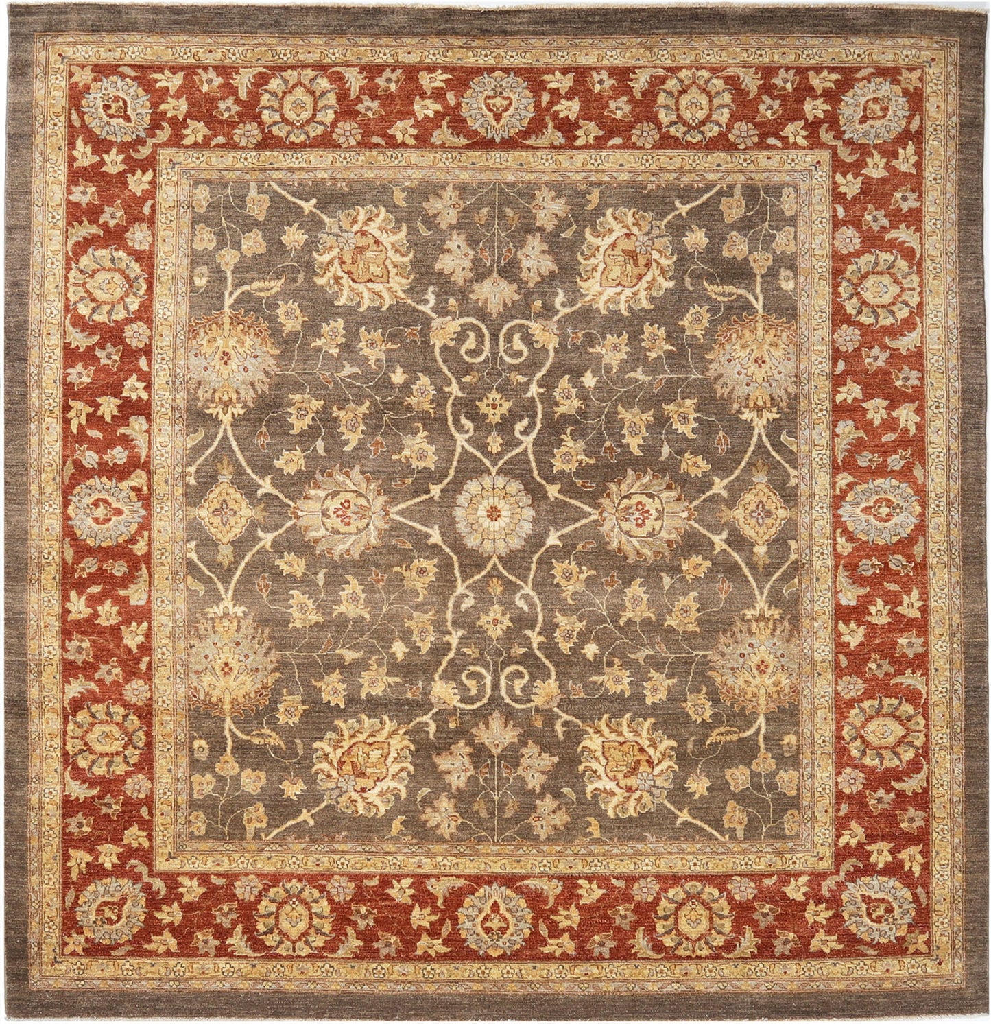 Hand-Knotted Oushak Carpet 8'.11" X 9'.1" Traditional, Grey Fine Wool Area Rug 8x10