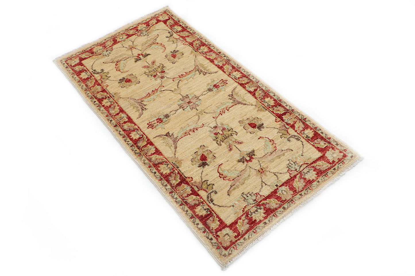 Hand-Knotted Oushak Carpet 2'.1" X 4' Traditional, Ivory Fine Wool Accent Rug 2x4