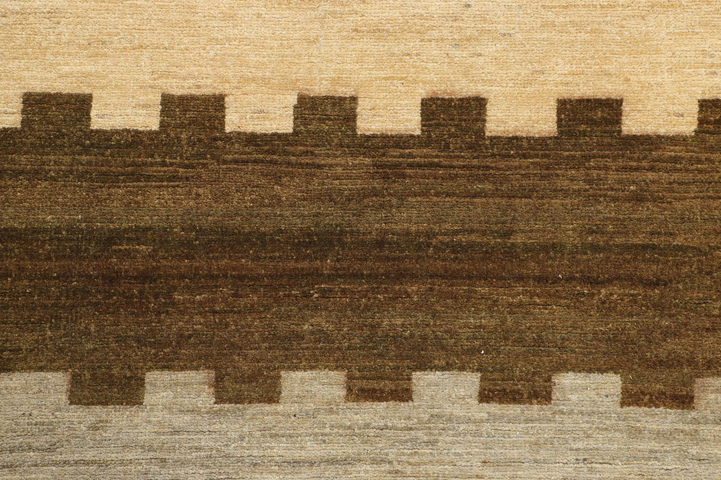 Hand-Knotted Gabbeh Carpet 6' X 8'.10" , Beige Fine Wool Area Rug 6X9