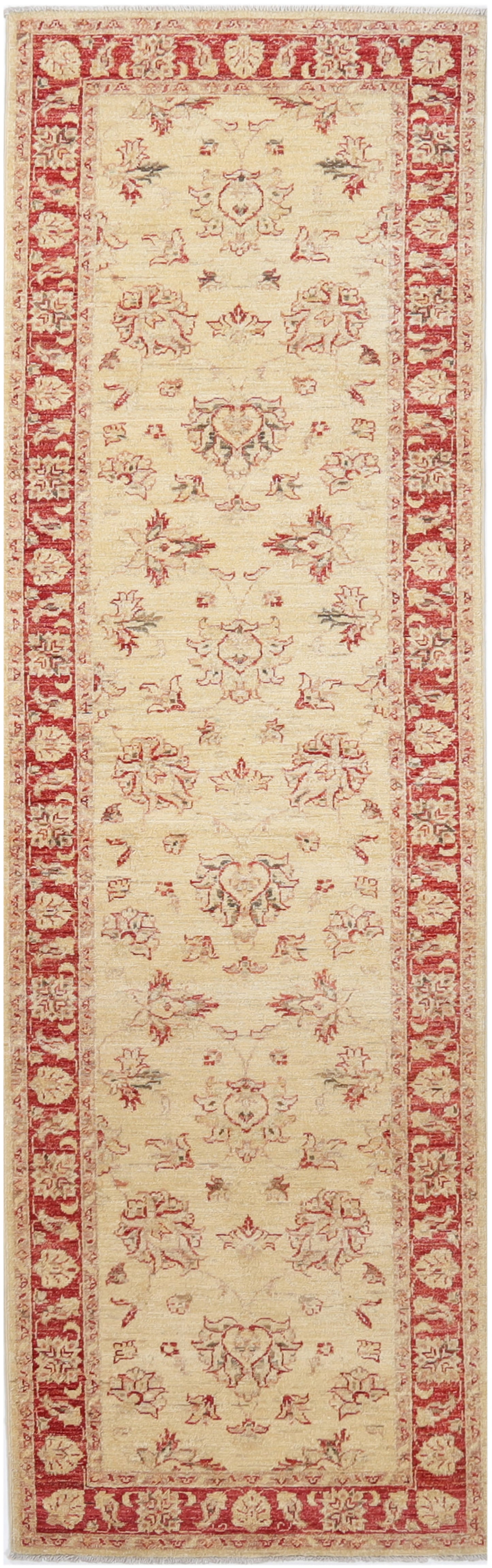 2.5X10 Hand-Knotted Ariana Carpet Traditional Beige Fine Wool Runner Rug D44466