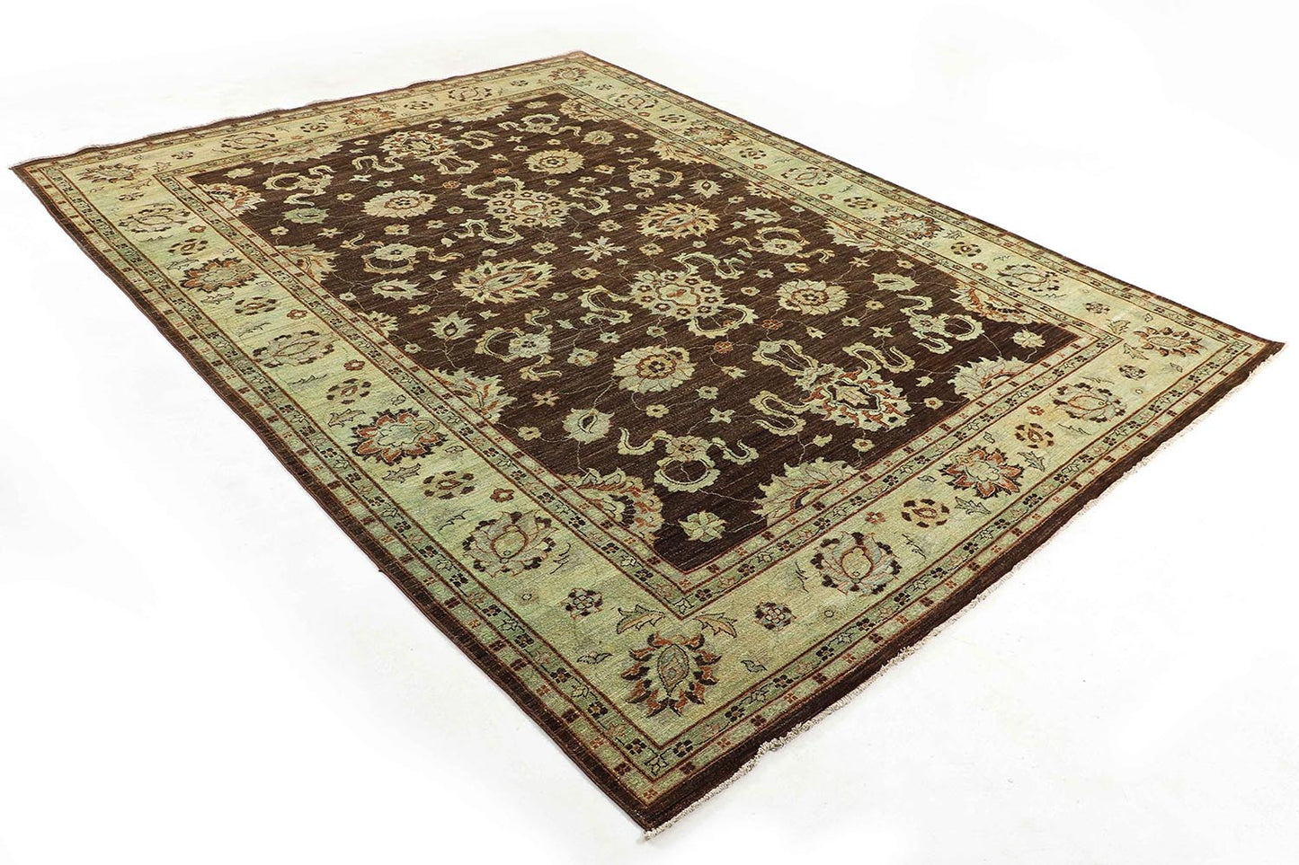 Hand-Knotted Oushak Carpet 8'.11" X 12' Traditional, Brown Fine Wool Area Rug 9x12