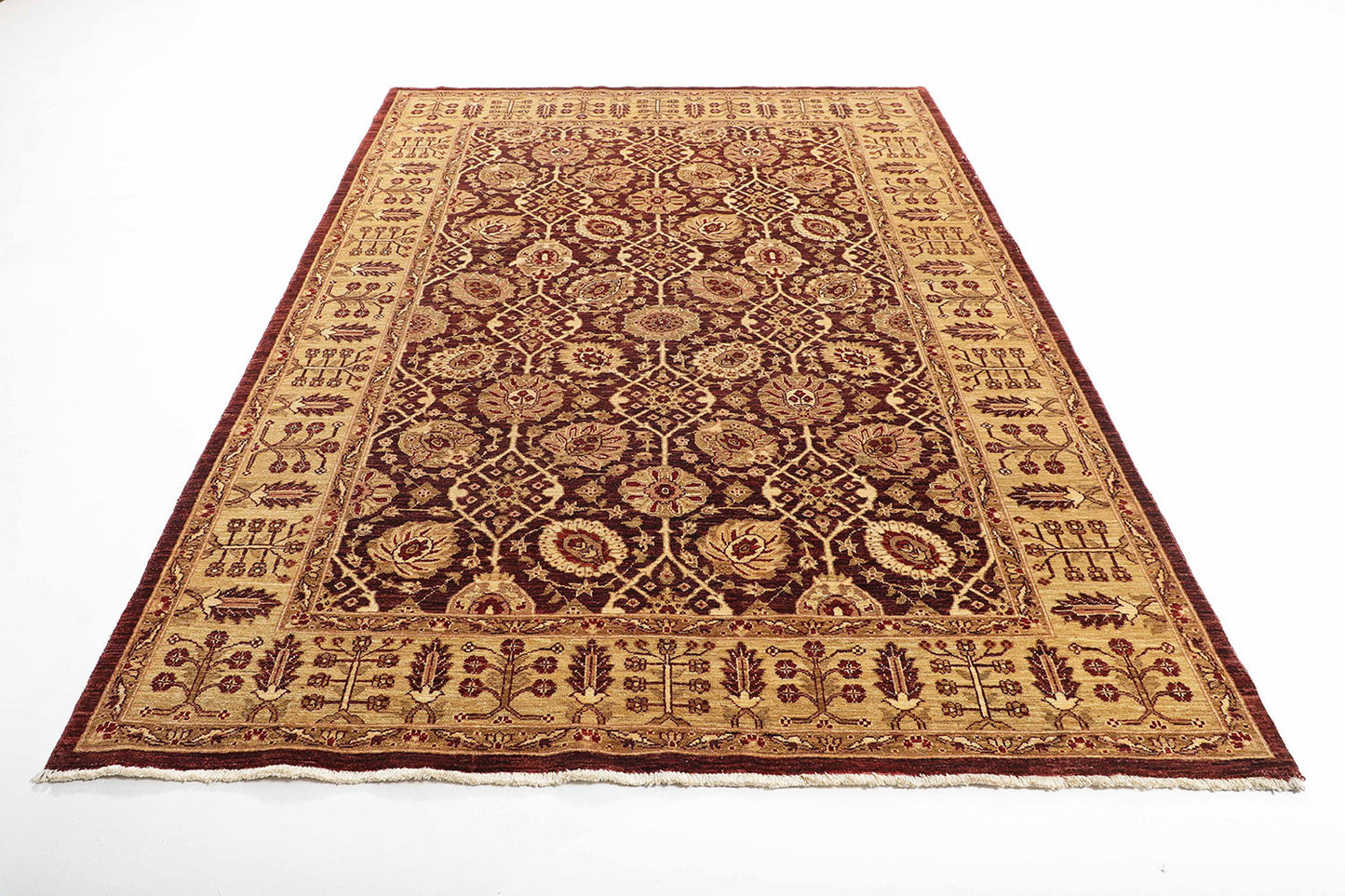Hand-Knotted Oushak Carpet 6' X 8'.6" Traditional, Red Fine Wool Area Rug 6x9