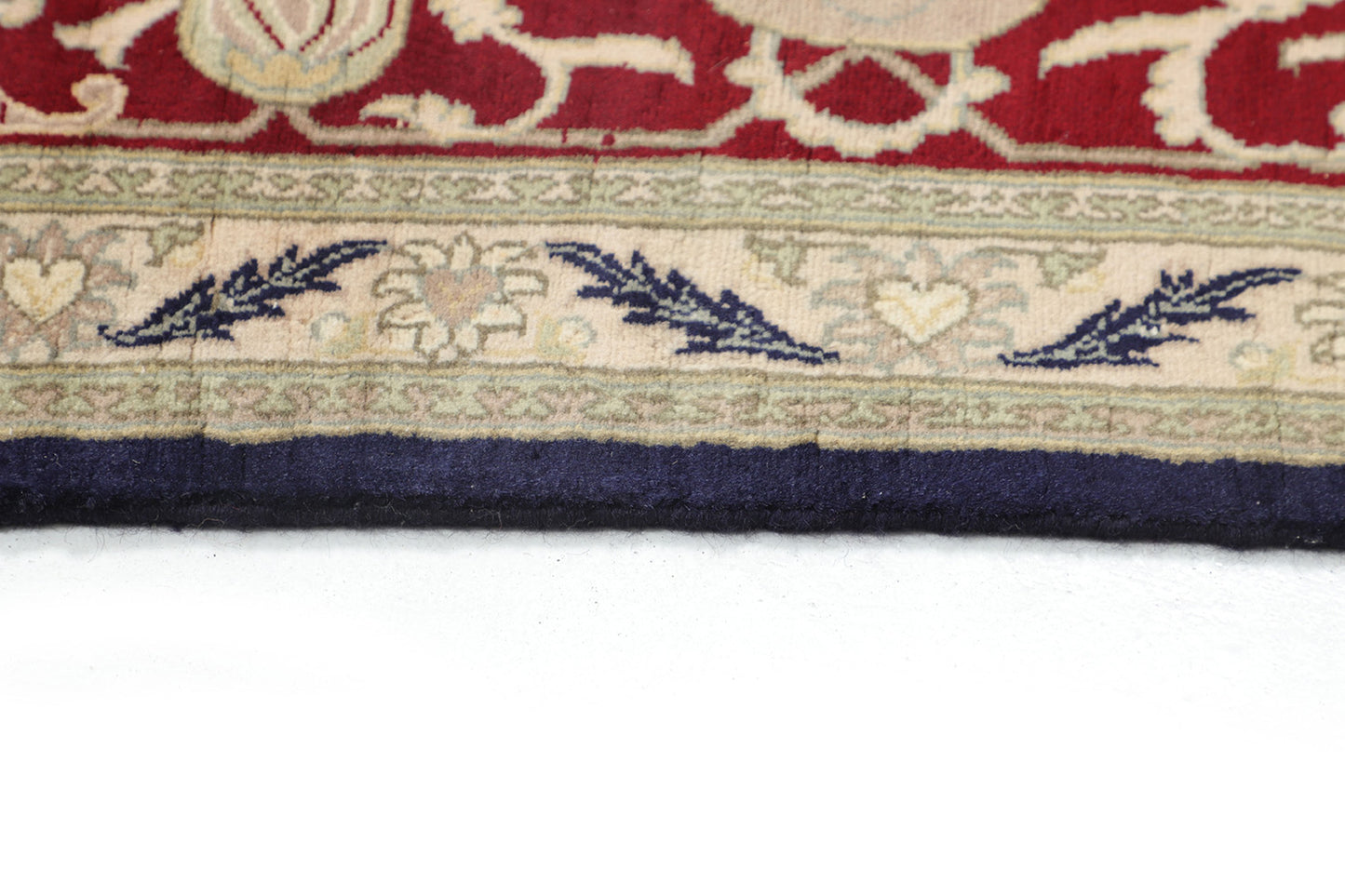 Hand-Knotted Lahore Carpet 7'.11" X 9'.10" Oriental, Blue Fine Wool Area Rug 8x10
