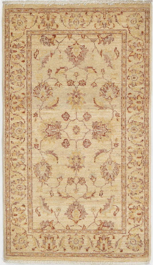 Hand-Knotted Oushak Carpet 2'.5" X 4'.3" Traditional, Beige Fine Wool Accent Rug 2x4