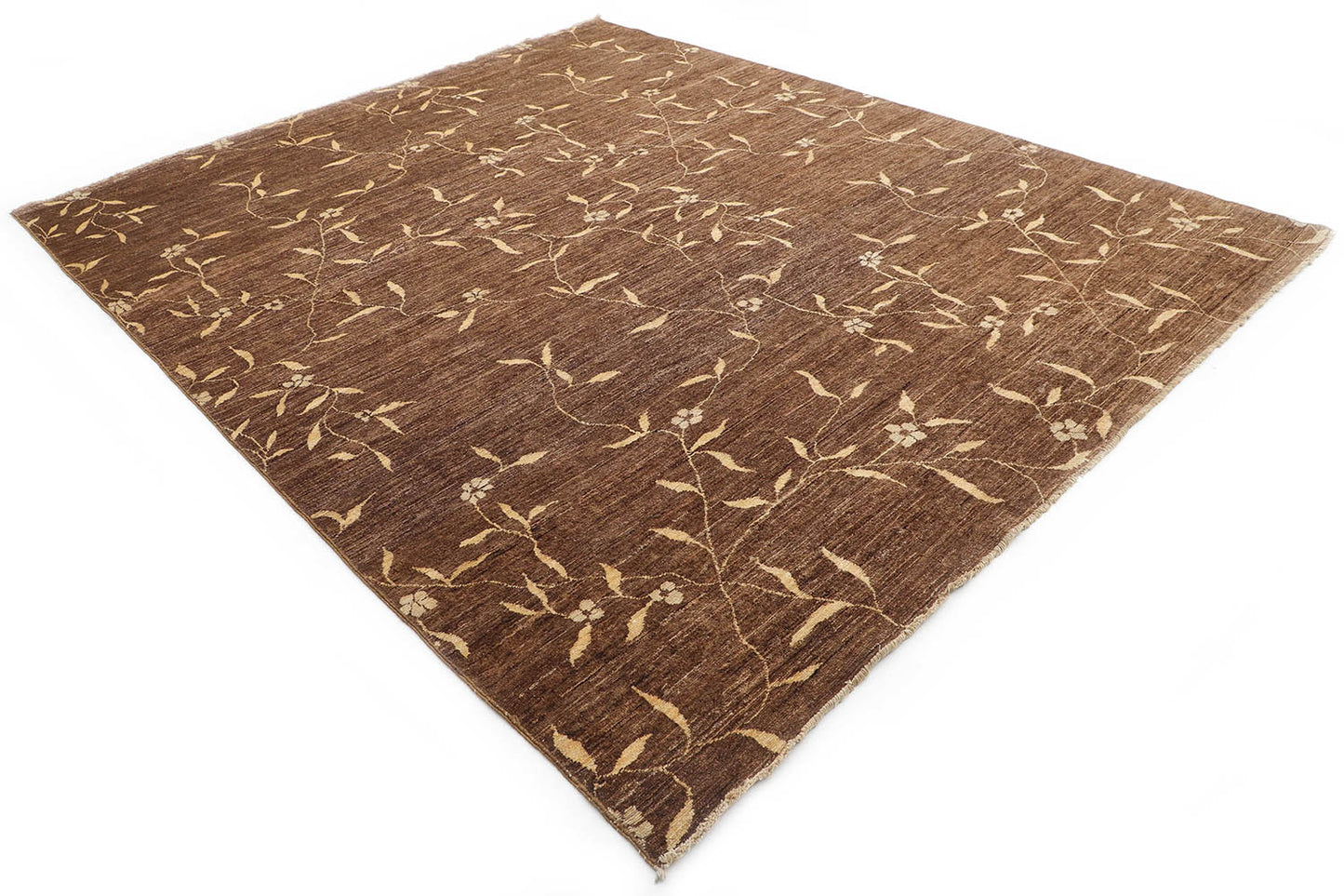Hand-Knotted Gabbeh Carpet 7'.7" X 9'.7" Tribal, Brown Fine Wool Area Rug 8x10