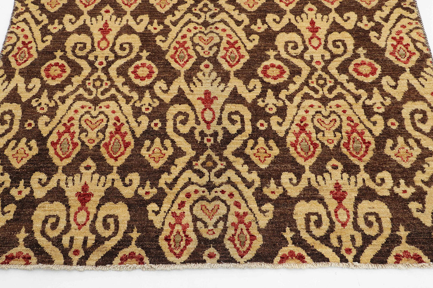 Hand-Knotted Oushak Carpet 4'.1" X 6'.2" Traditional, Brown Fine Wool Area Rug 4x6