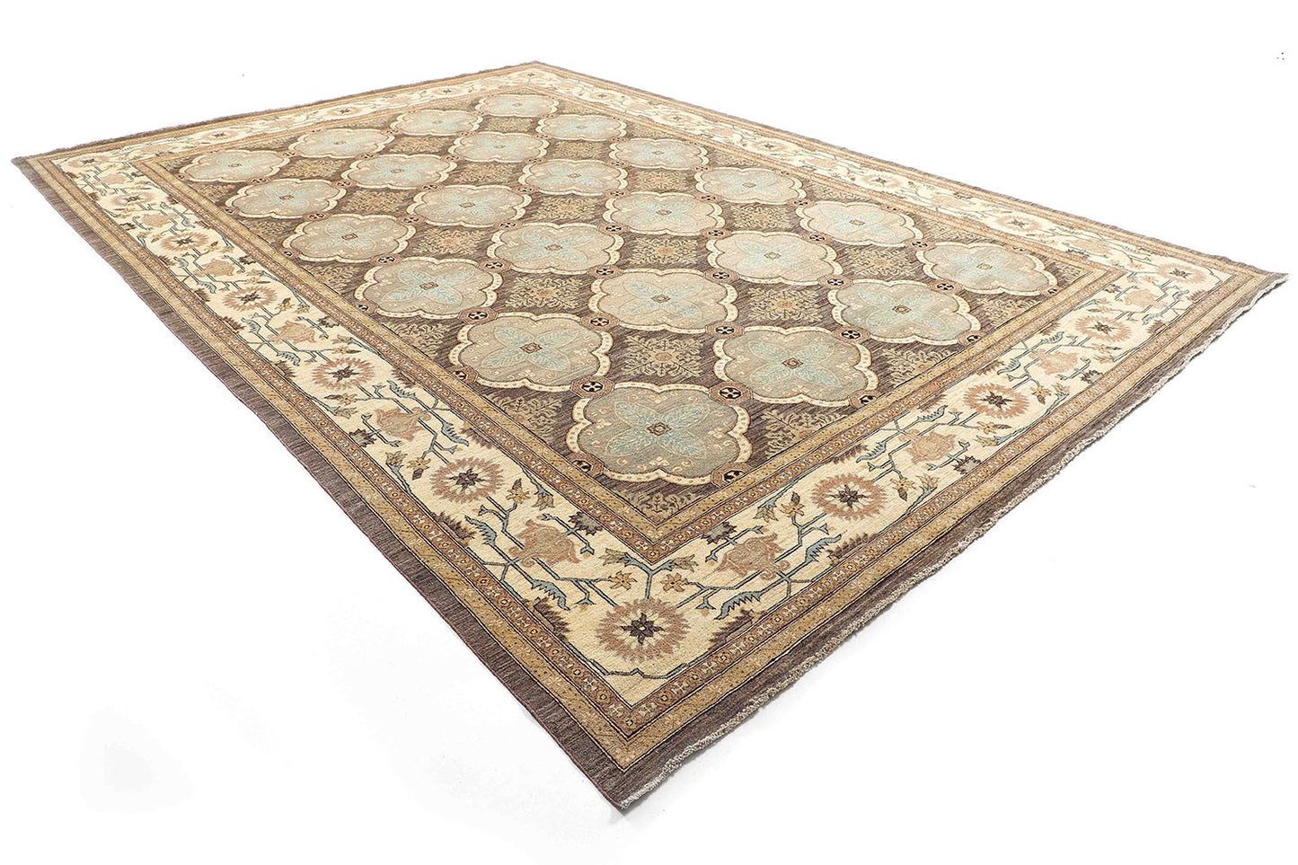 10x14 Hand-Knotted Ariana Carpet 10'.1" X 14'.1" Traditional, Grey Fine Wool Area Rug D52278
