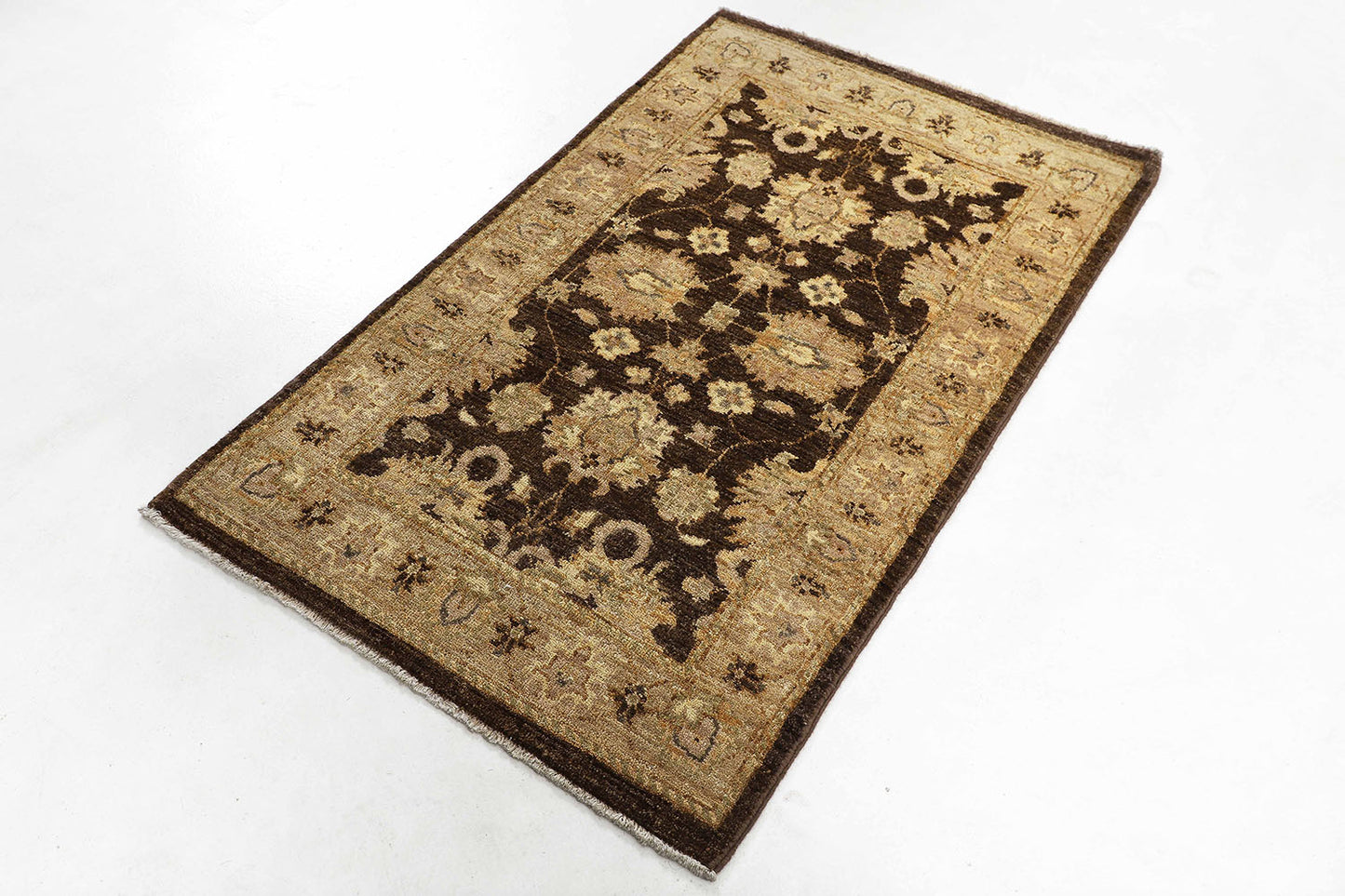 Hand-Knotted Oushak Carpet 2'.7" X 4'.3" Traditional, Choclate Fine Wool Accent Rug 2.5x4