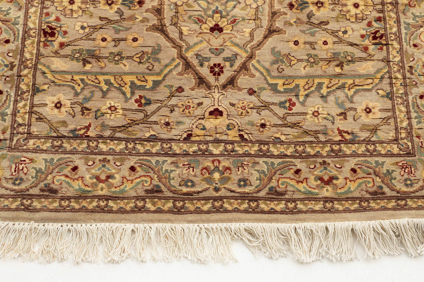 Hand-Knotted Lahore Carpet 2'.5" X 12' Oriental, Bone Fine Wool Runner Rug 2.5x12