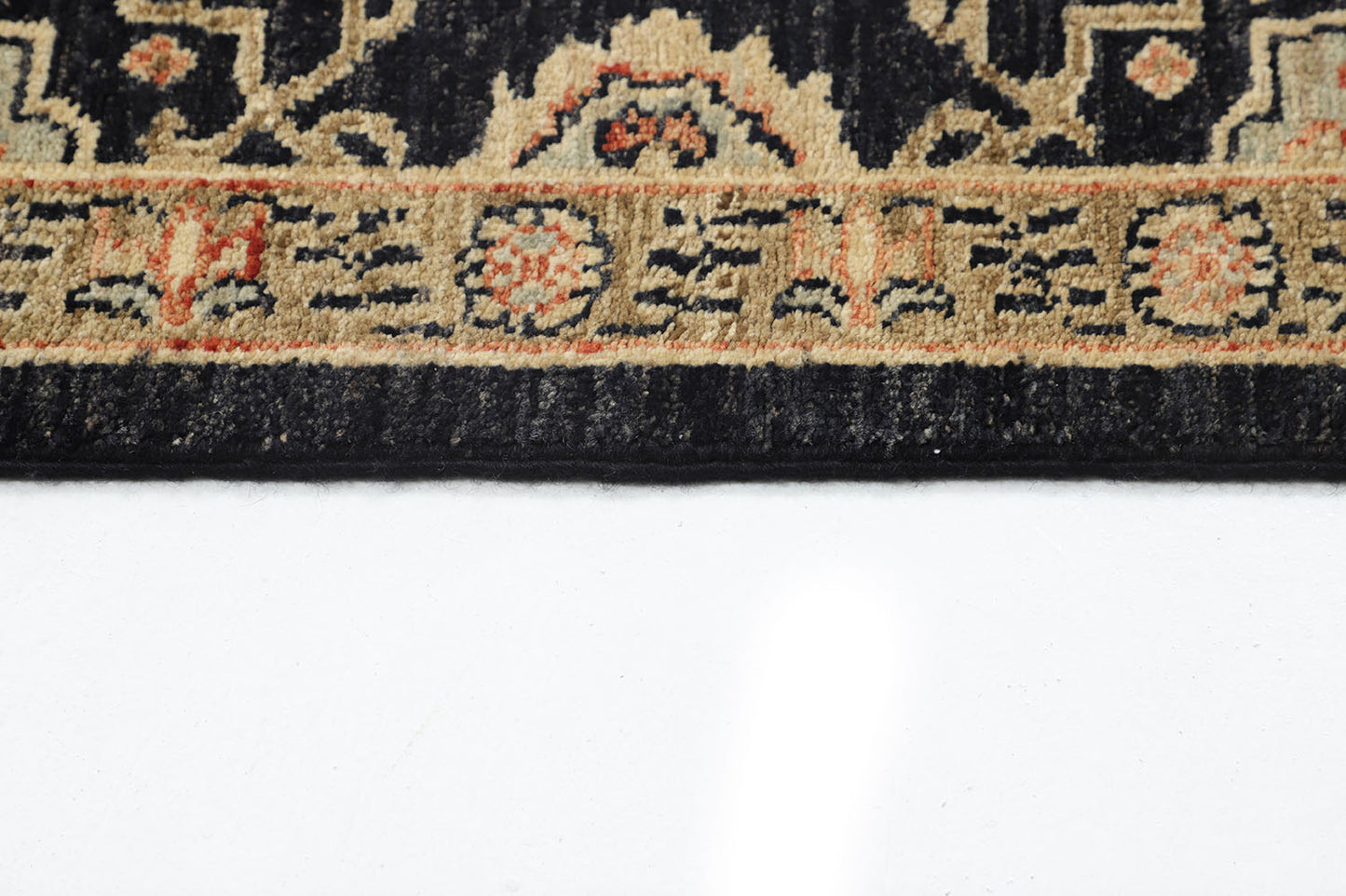 Hand-Knotted Oushak Carpet 7'.8" X 9'.11" Traditional, Black Fine Wool Area Rug 8x10