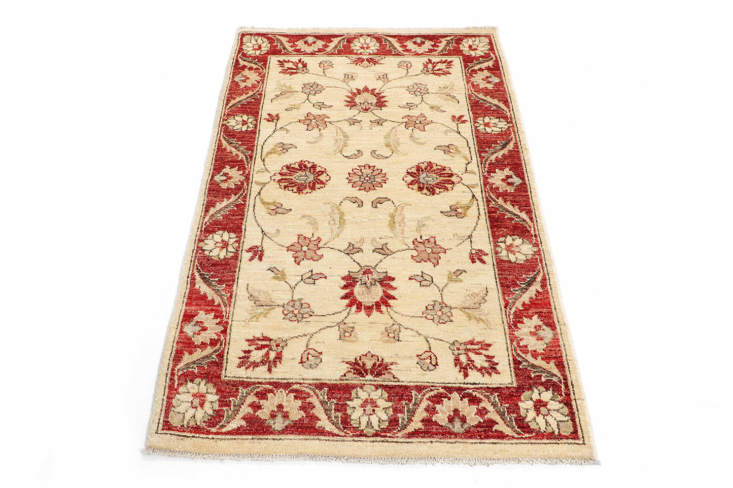 Hand-Knotted Oushak Carpet 3' X 5'.1" Traditional, Ivory Fine Wool Accent Rug 3x5