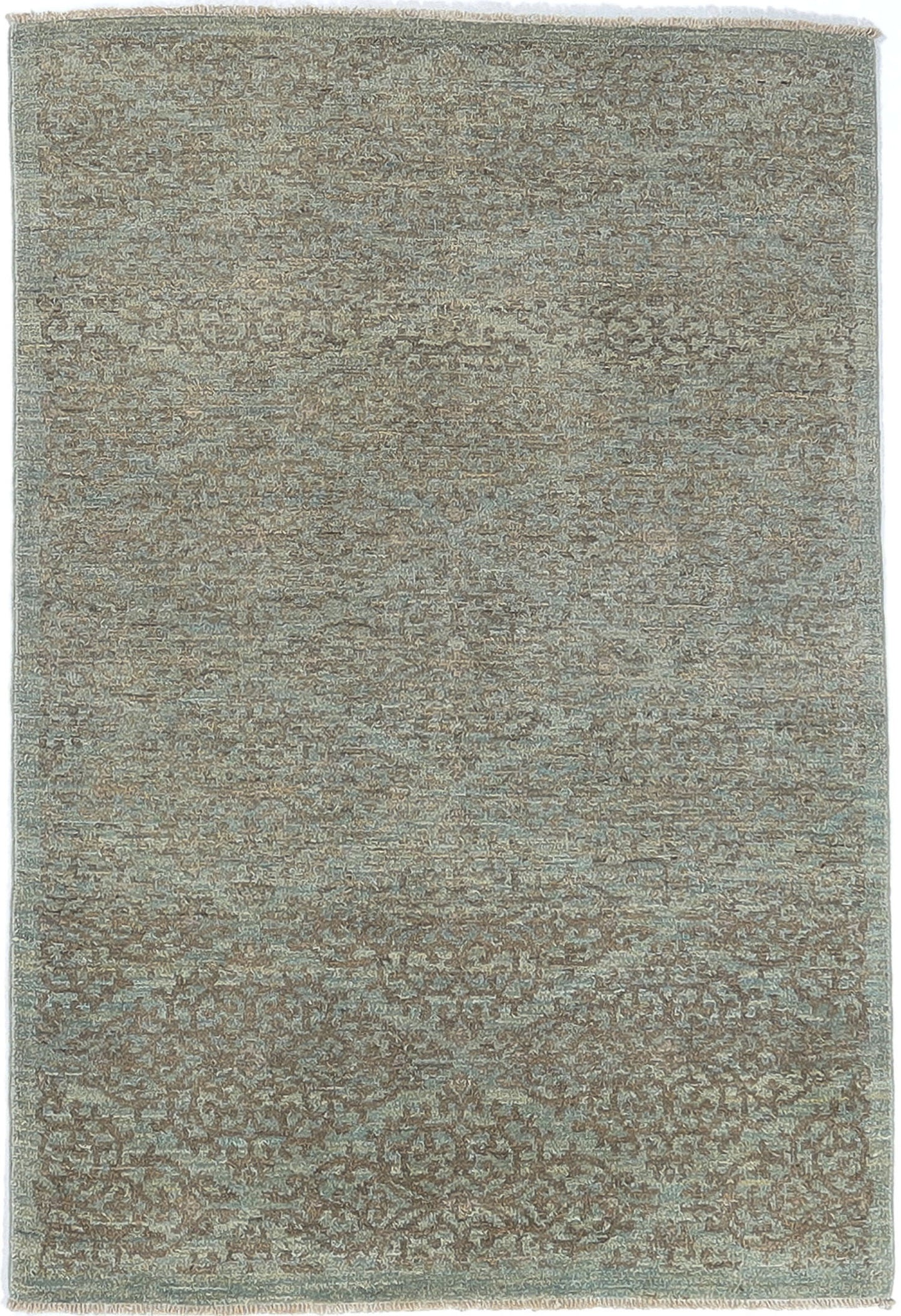 Hand-Knotted Oushak Carpet 4' X 6' Traditional, L/Grey Fine Wool Area Rug 4x6