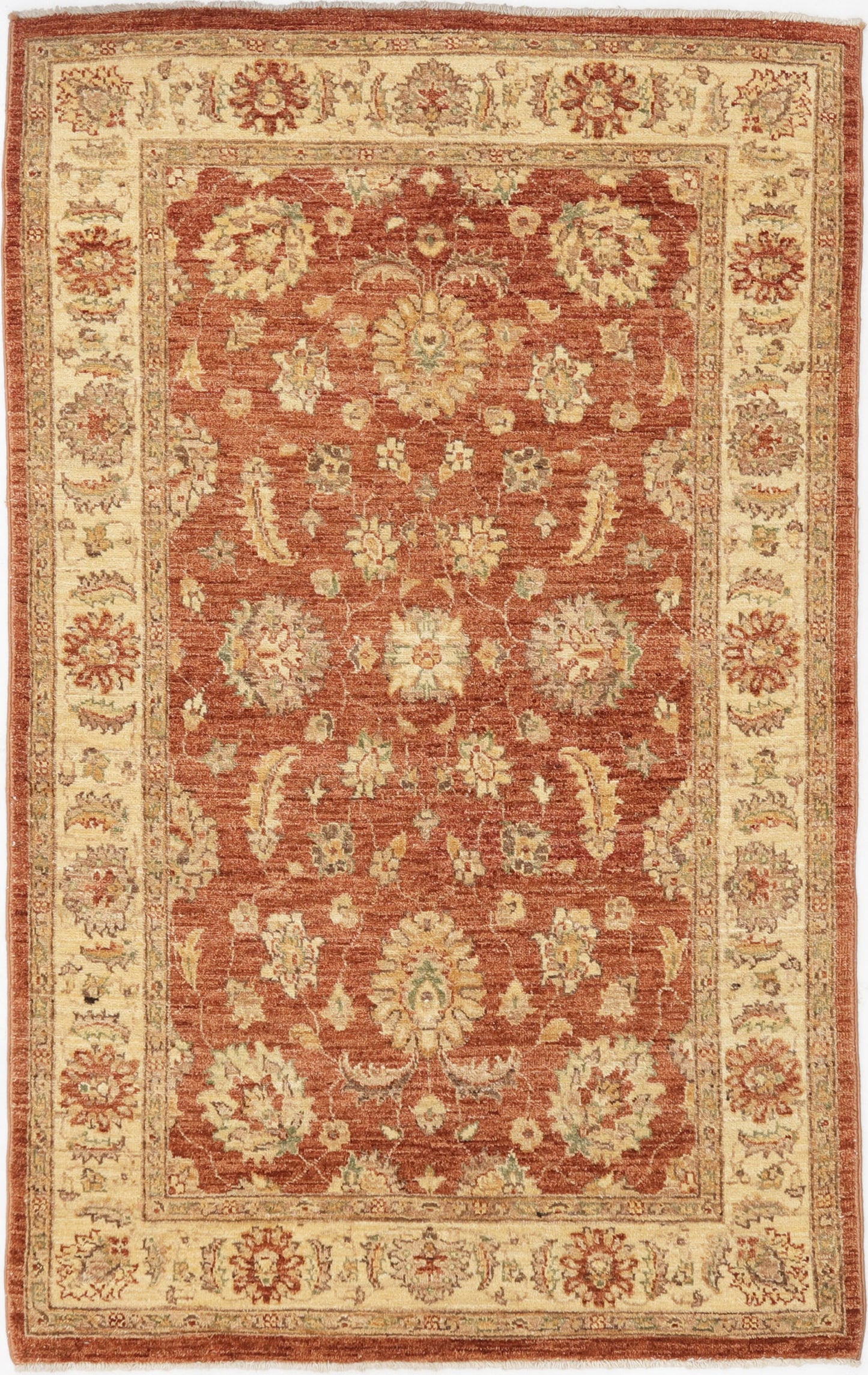 Hand-Knotted Oushak Carpet 3'.11" X 6'.3" Traditional, Rust Fine Wool Area Rug 4x6