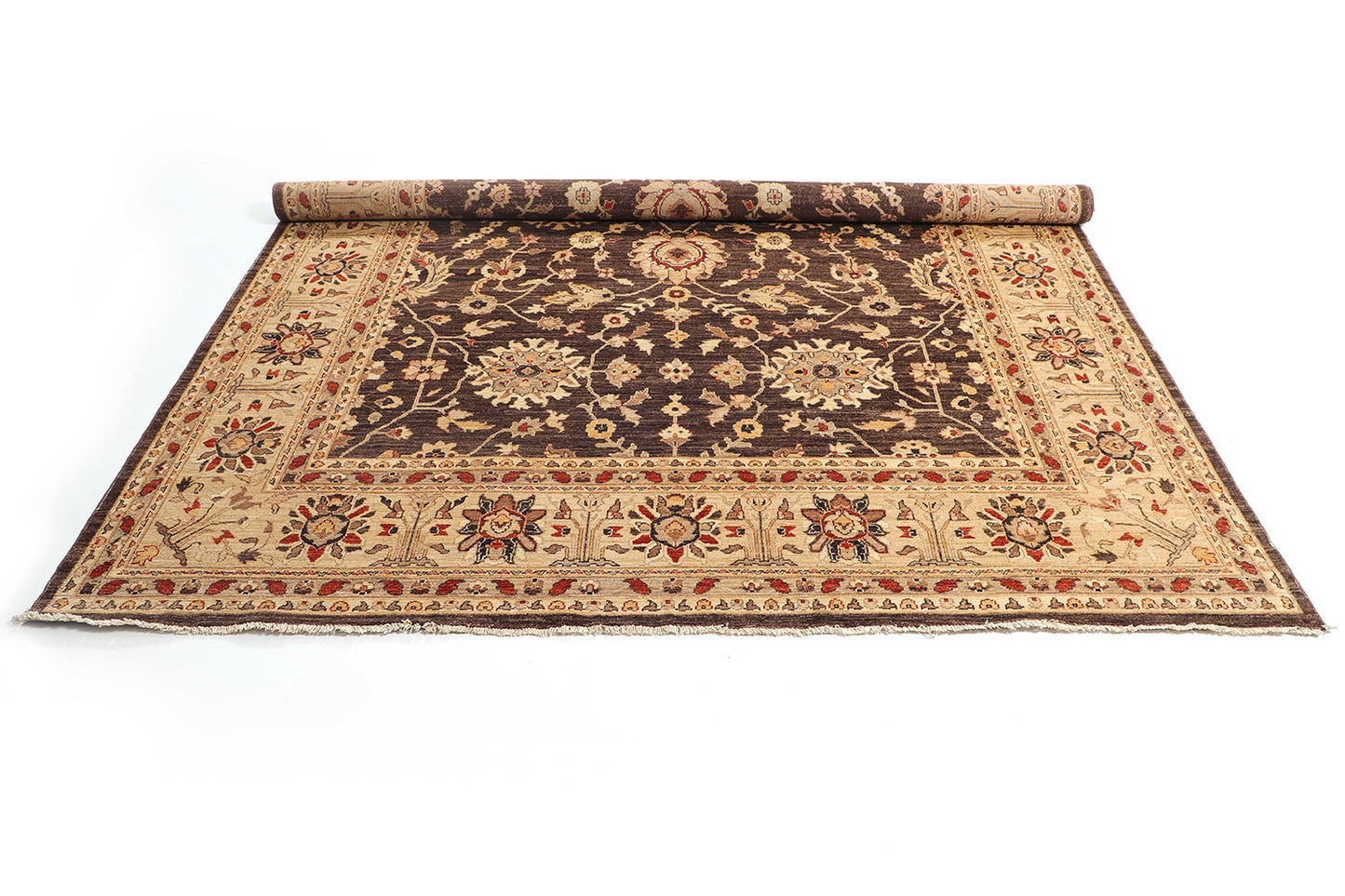 Hand-Knotted Oushak Carpet 9' X 11'.10" Traditional, Chcolate Fine Wool Area Rug 9x12
