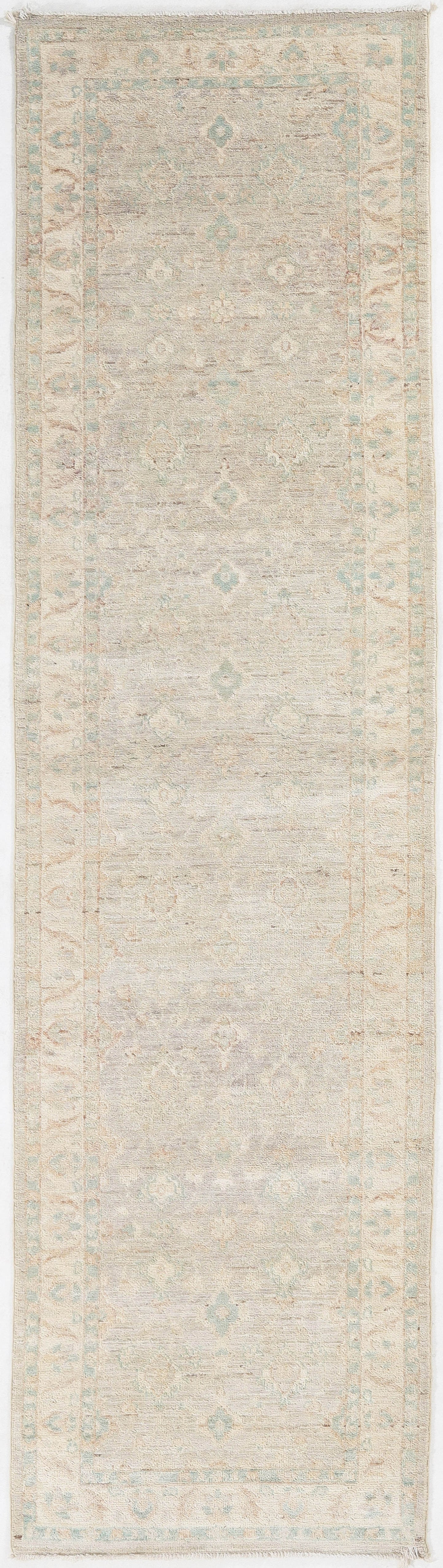 Hand-Knotted Oushak Carpet 2'.7" X 10' Traditional, Grey Fine Wool Runner Rug 2.5x10