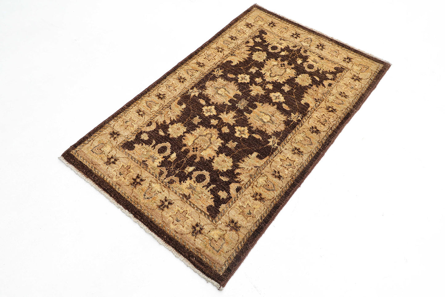 Hand-Knotted Oushak Carpet 2'.7" X 4'.3" Traditional, Brown Fine Wool Accent Rug 2.5x4