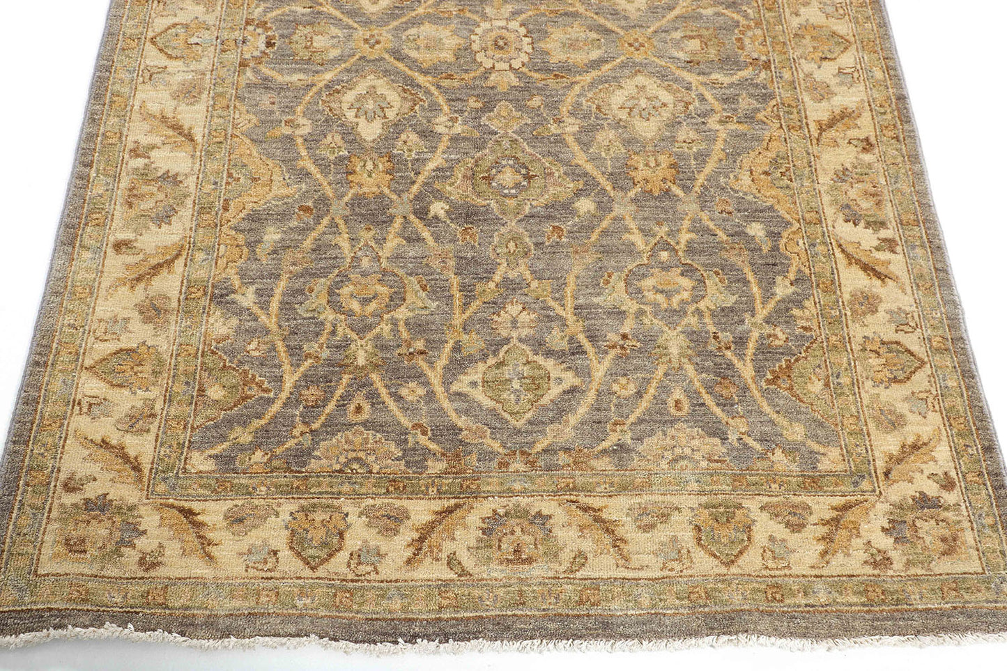 Hand-Knotted Oushak Carpet 4'.2" X 6'.2" Traditional, Grey Fine Wool Area Rug 4x6