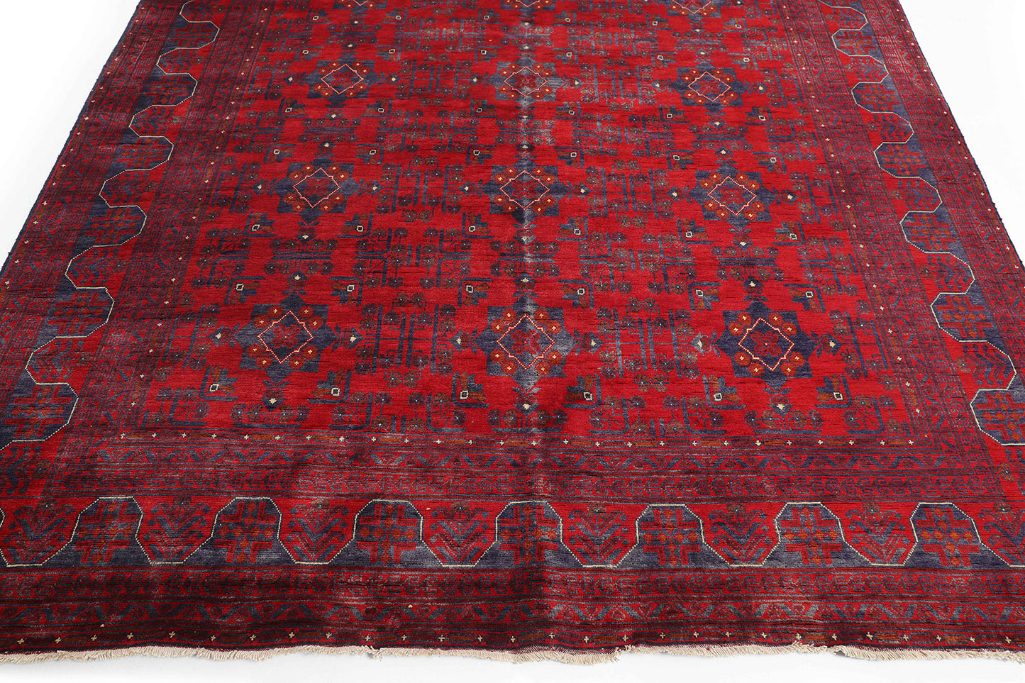 Hand-Knotted Bokhara Carpet 6'.8" X 9'.6" Tribal, Red Fine Wool Area Rug 7x10 D42291