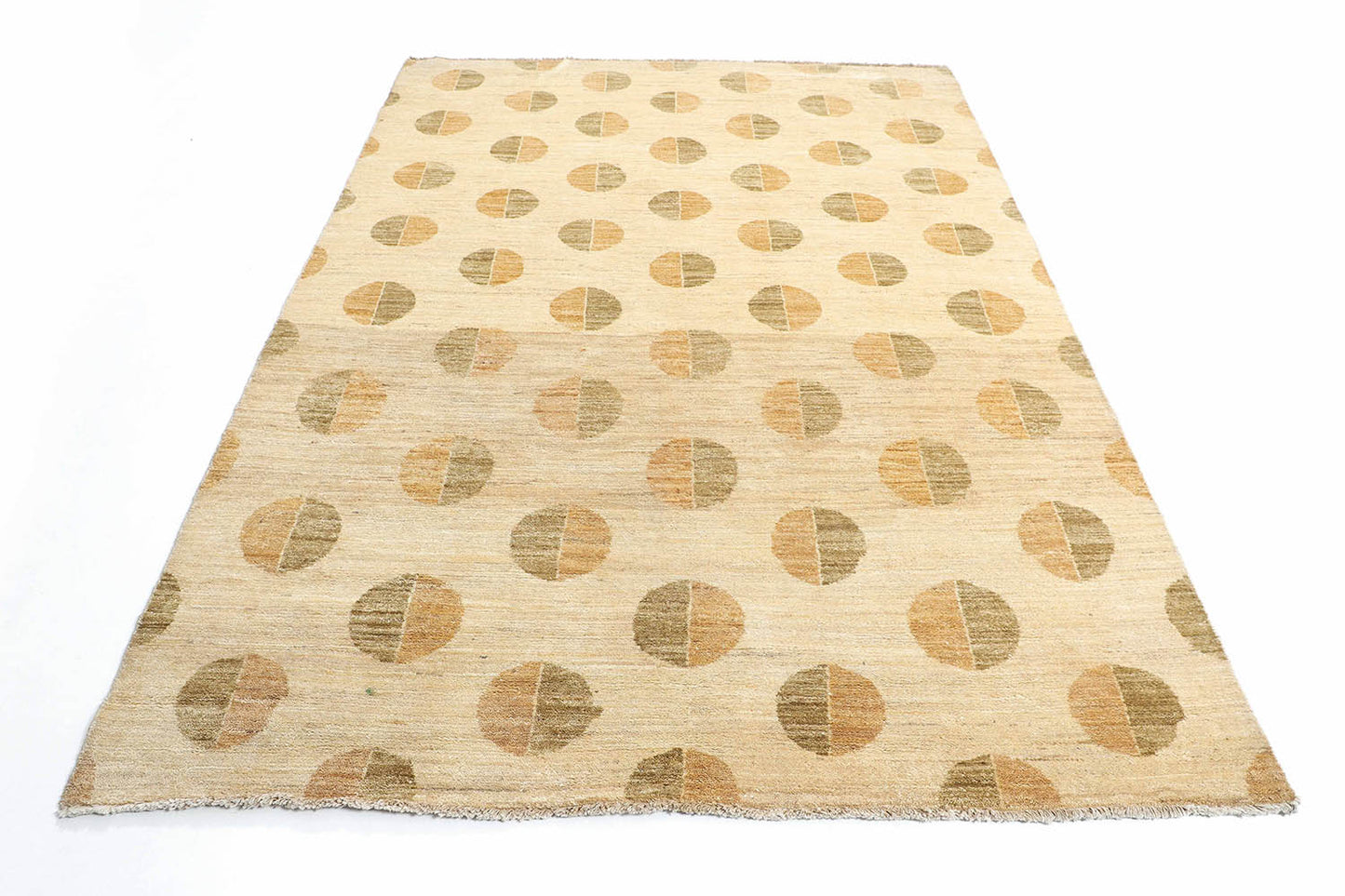 Hand-Knotted Gabbeh Carpet 5'.7" X 7'.10" Tribal, Ivory Fine Wool Area Rug 5.5x8