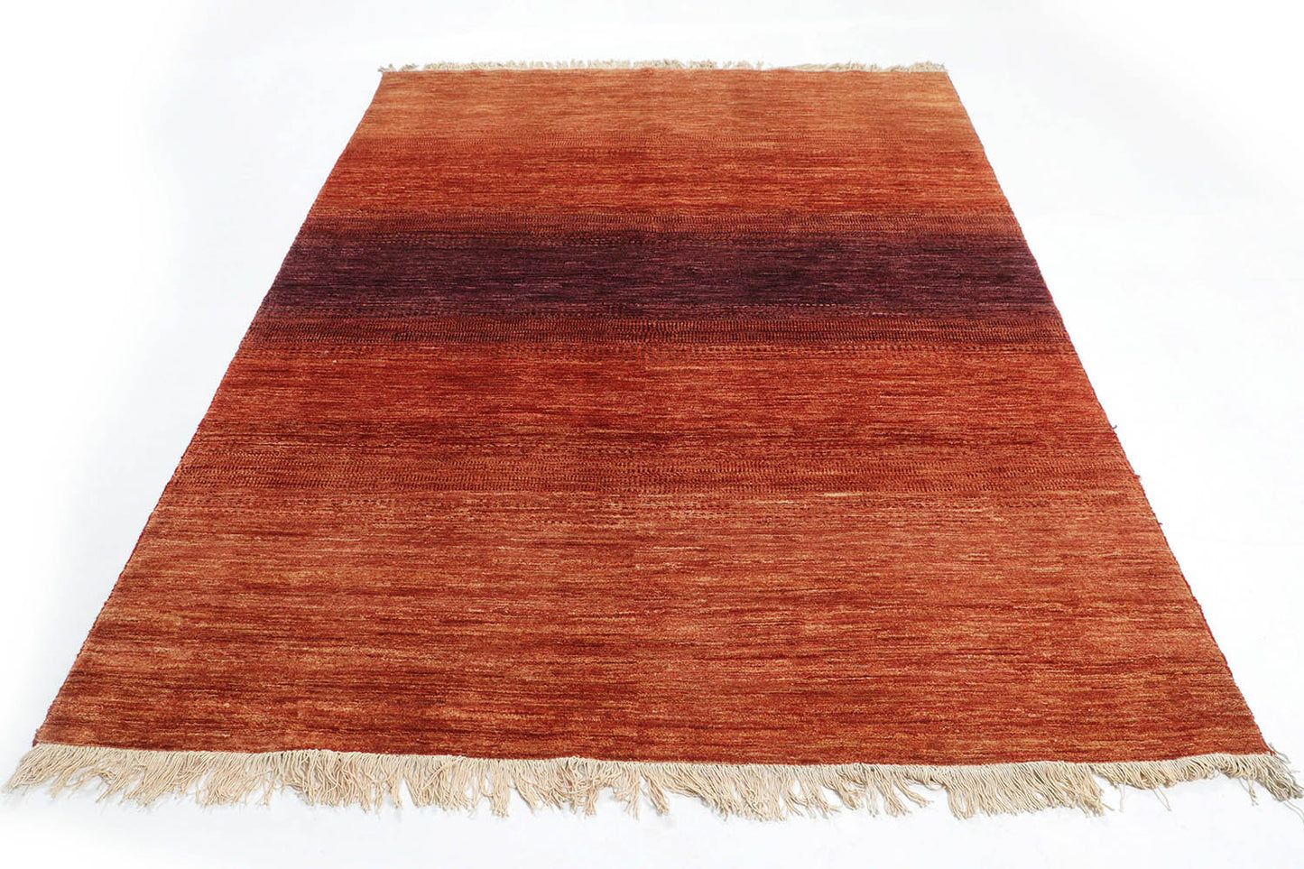 Hand-Knotted Gabbeh Carpet 5'.9" X 7'.10" Tribal, Rust Fine Wool Area Rug 5.5X8