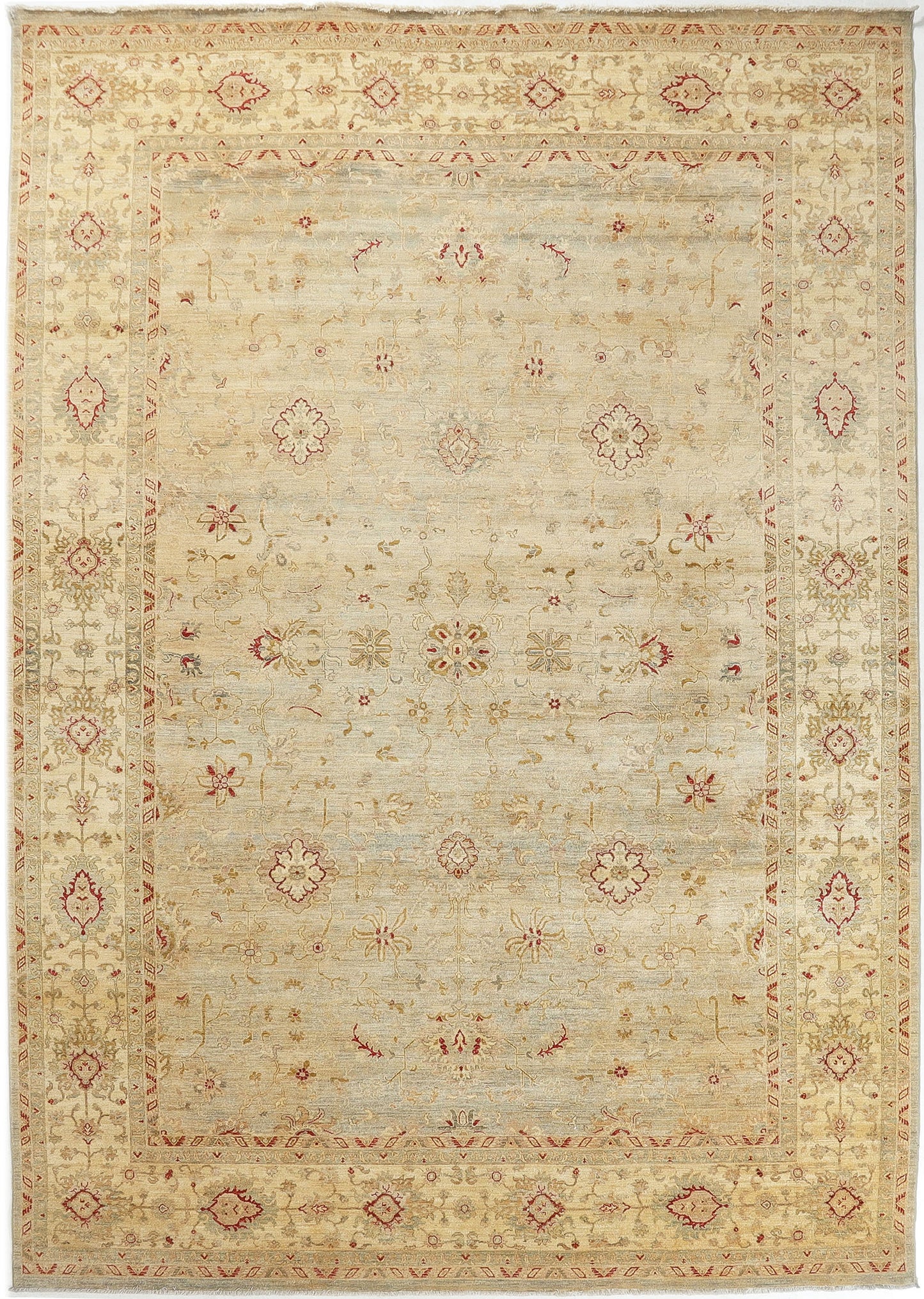 Hand-Knotted Ariana Carpet 9'.10" X 14'.3" Traditional, Grey Fine Wool Area Rug 10x14 D40699