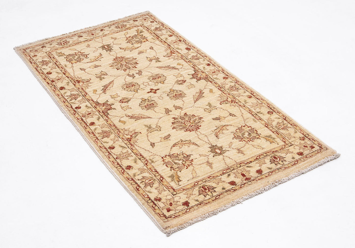 Hand-Knotted Oushak Carpet 2'.4" X 4'.6" Traditional, Beige Fine Wool Accent Rug 2x4