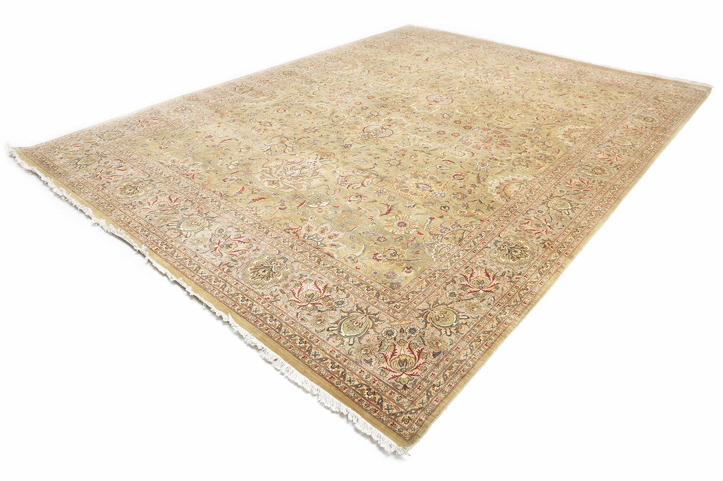 Hand-Knotted Lahore Carpet 9' X 11'.11" Oriental, L/Green Fine Wool Area Rug 9x12