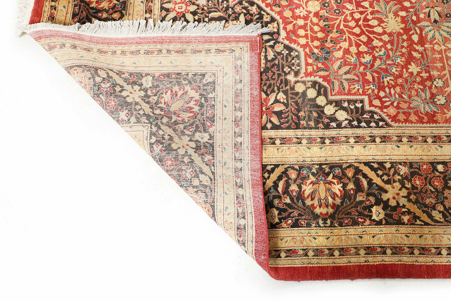 Hand-Knotted Lahore Carpet 9'.2" X 12'.1" Oriental, Red Fine Wool Area Rug 9x12