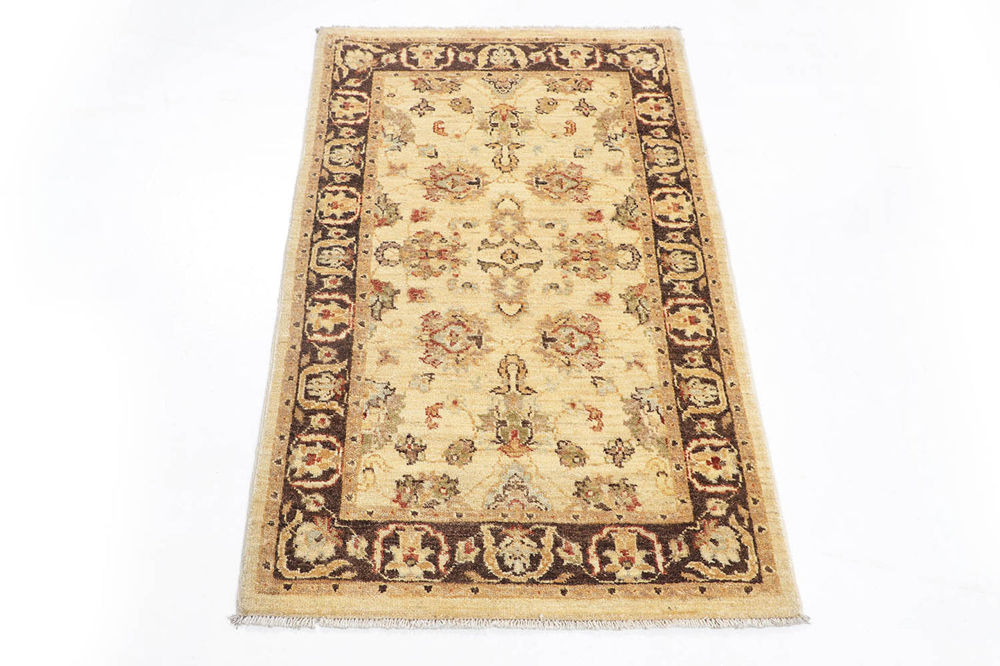 Hand-Knotted Oushak Carpet 2'.8" X 4'.1" Traditional, Ivory Fine Wool Accent Rug 2.5x4