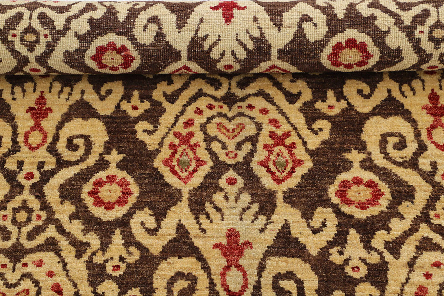 Hand-Knotted Oushak Carpet 4'.1" X 6'.2" Traditional, Brown Fine Wool Area Rug 4x6