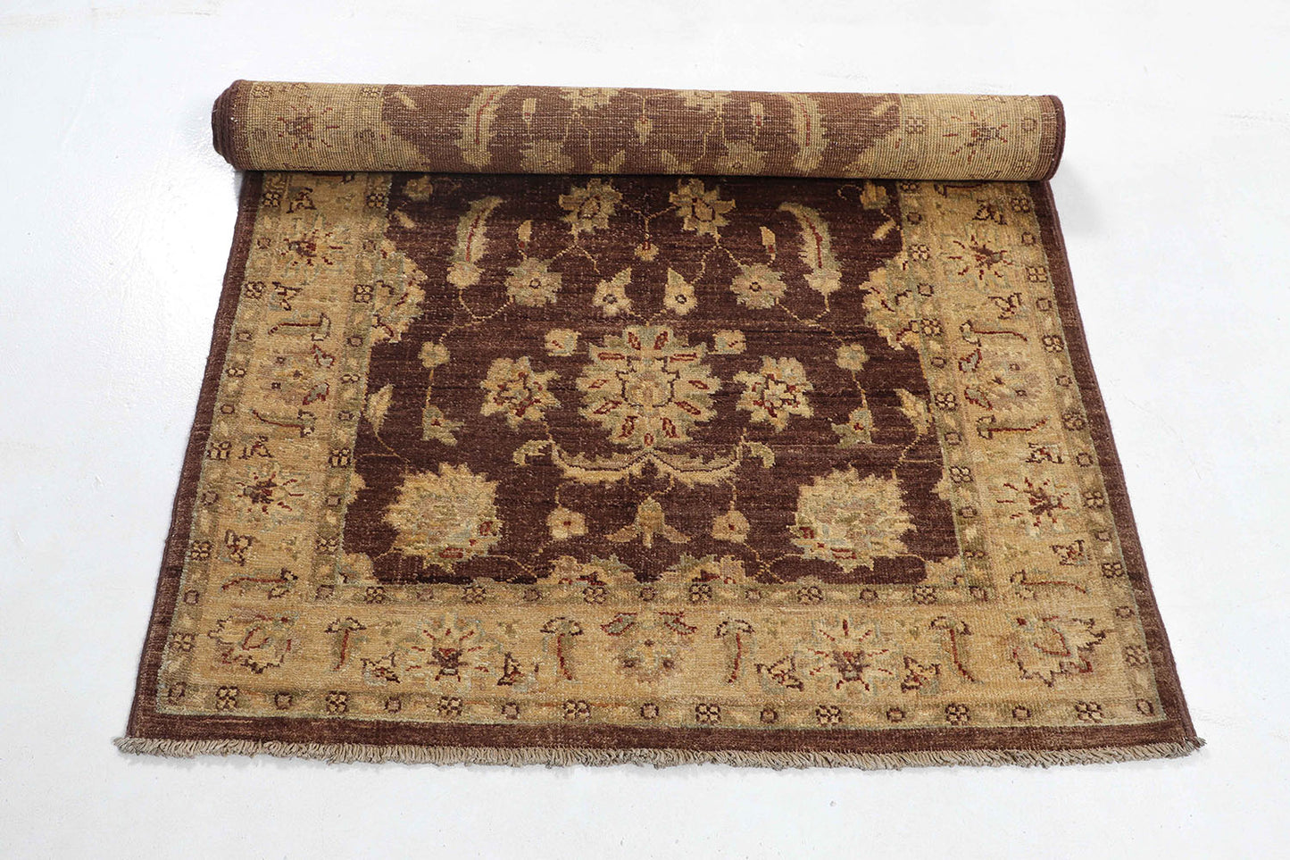 Hand-Knotted Oushak Carpet 3'.2" X 5' Traditional, Brown Fine Wool Accent Rug 3x5