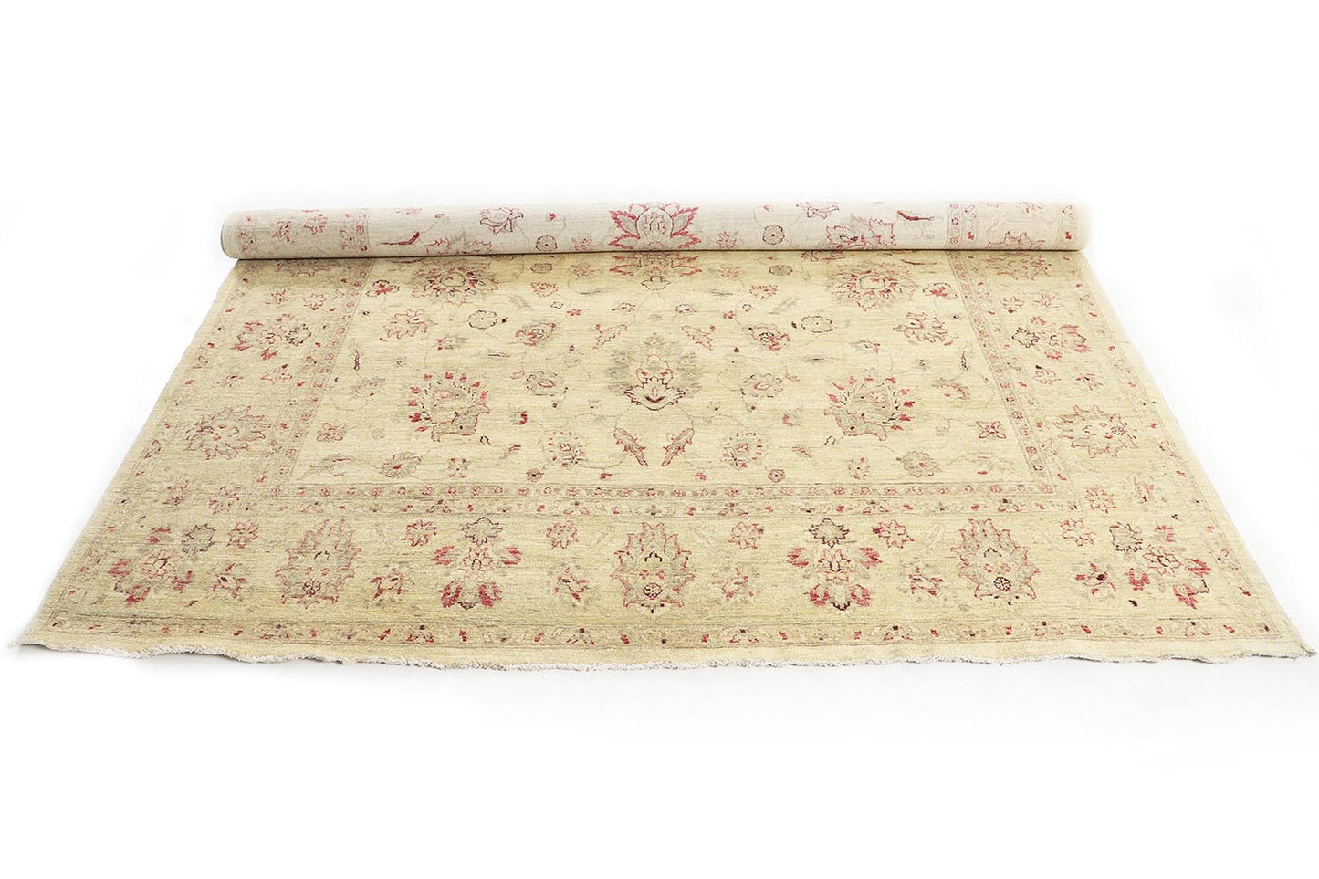 Hand-Knotted Farhan Carpet 7'.10" X 9'.8" Traditional, Ivory Fine Wool Area Rug 8x10 D44705