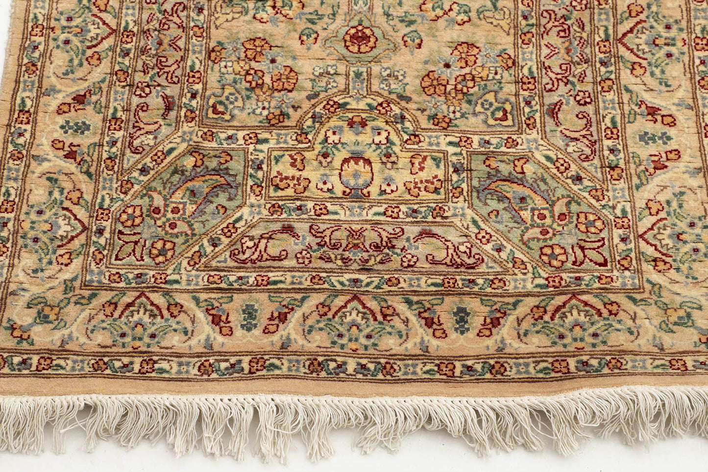 Hand-Knotted Lahore Carpet 2'.7" X 12'.6" Oriental, Bone Fine Wool Runner Rug 2.5x12