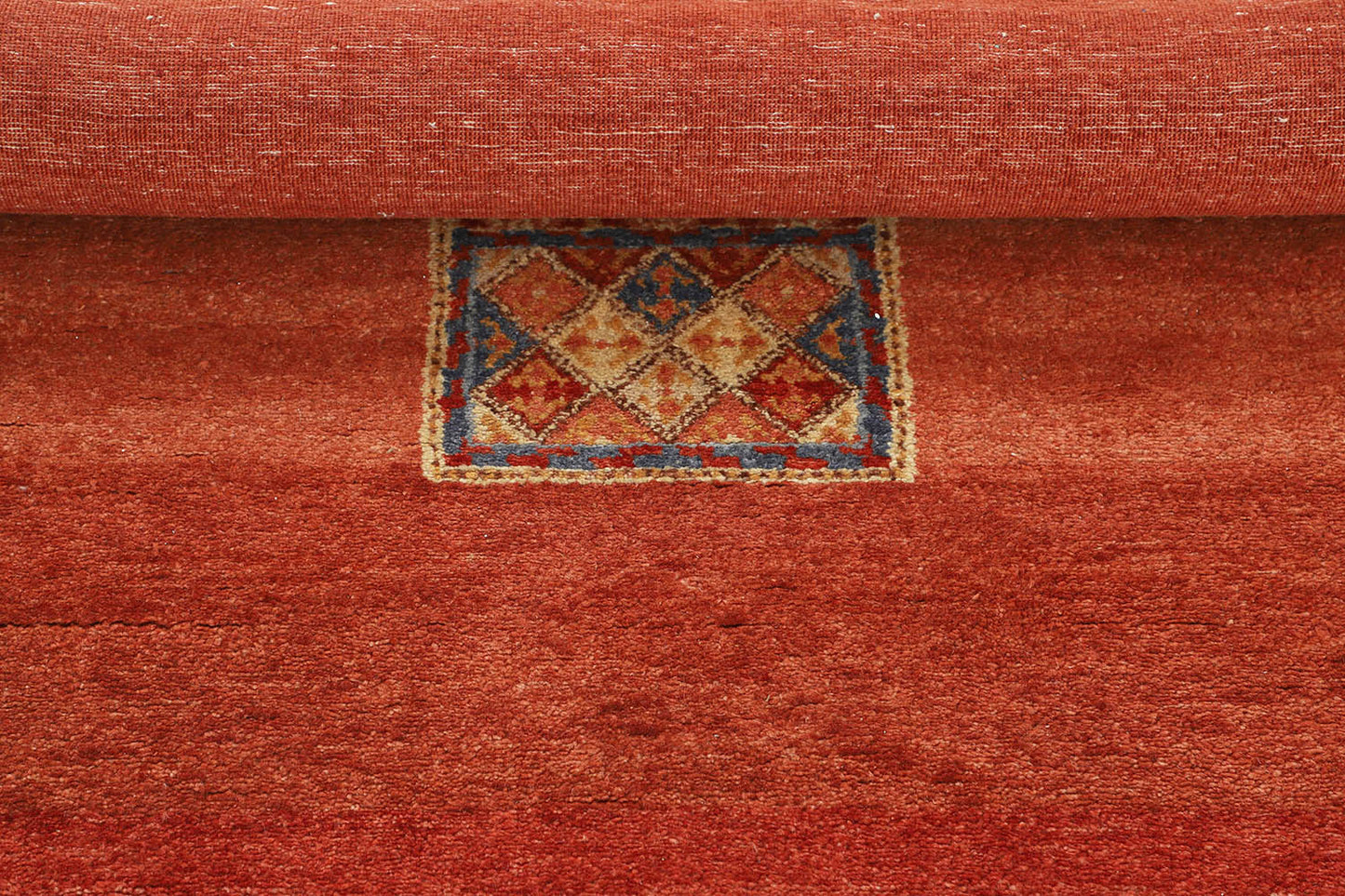 Hand-Knotted Gabbeh Carpet 6'.8" X 6'.9" , Red Fine Wool Square Rug 7x7