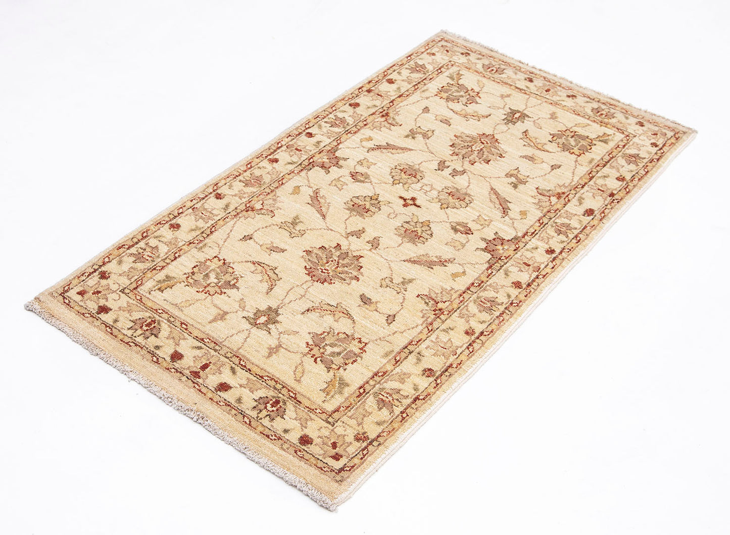 Hand-Knotted Oushak Carpet 2'.5" X 4'.5" Traditional, Ivory Fine Wool Accent Rug 2x4
