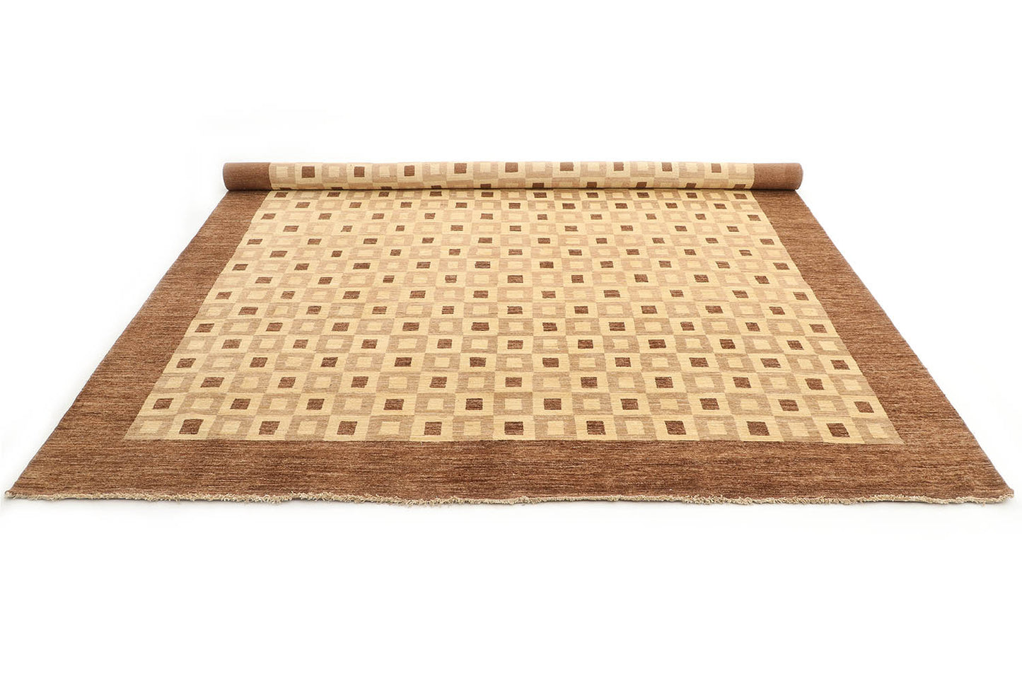 Hand-Knotted Gabbeh Carpet 10'.3" X 13'.10" Tribal, Ivory Fine Wool Area Rug 10x14 D26183