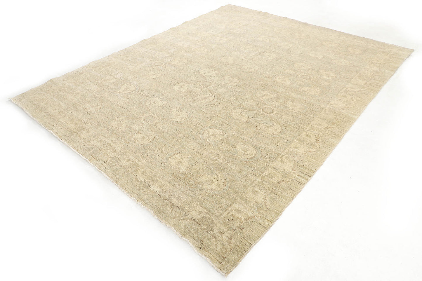 Hand-Knotted Farhan Carpet 9'.4" X 11'.11" Traditional, Grey Fine Wool Area Rug 9x12 D41187