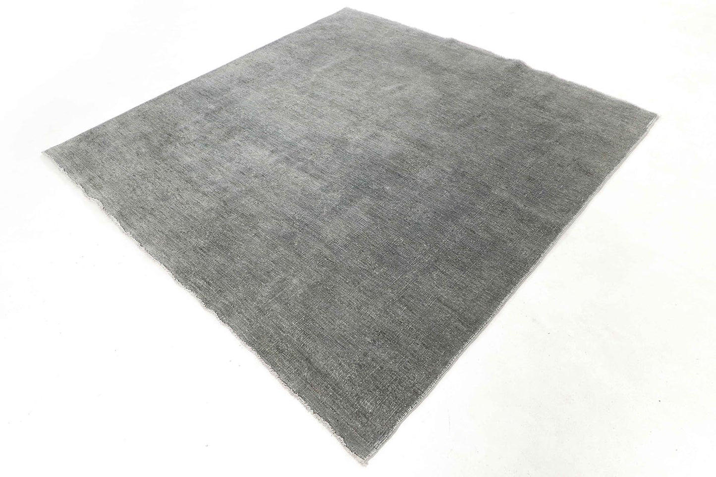 Hand-Knotted Oushak Carpet 6'.6" X 6'.7" Traditional, Grey Fine Wool Round Rug 6.5x6.5