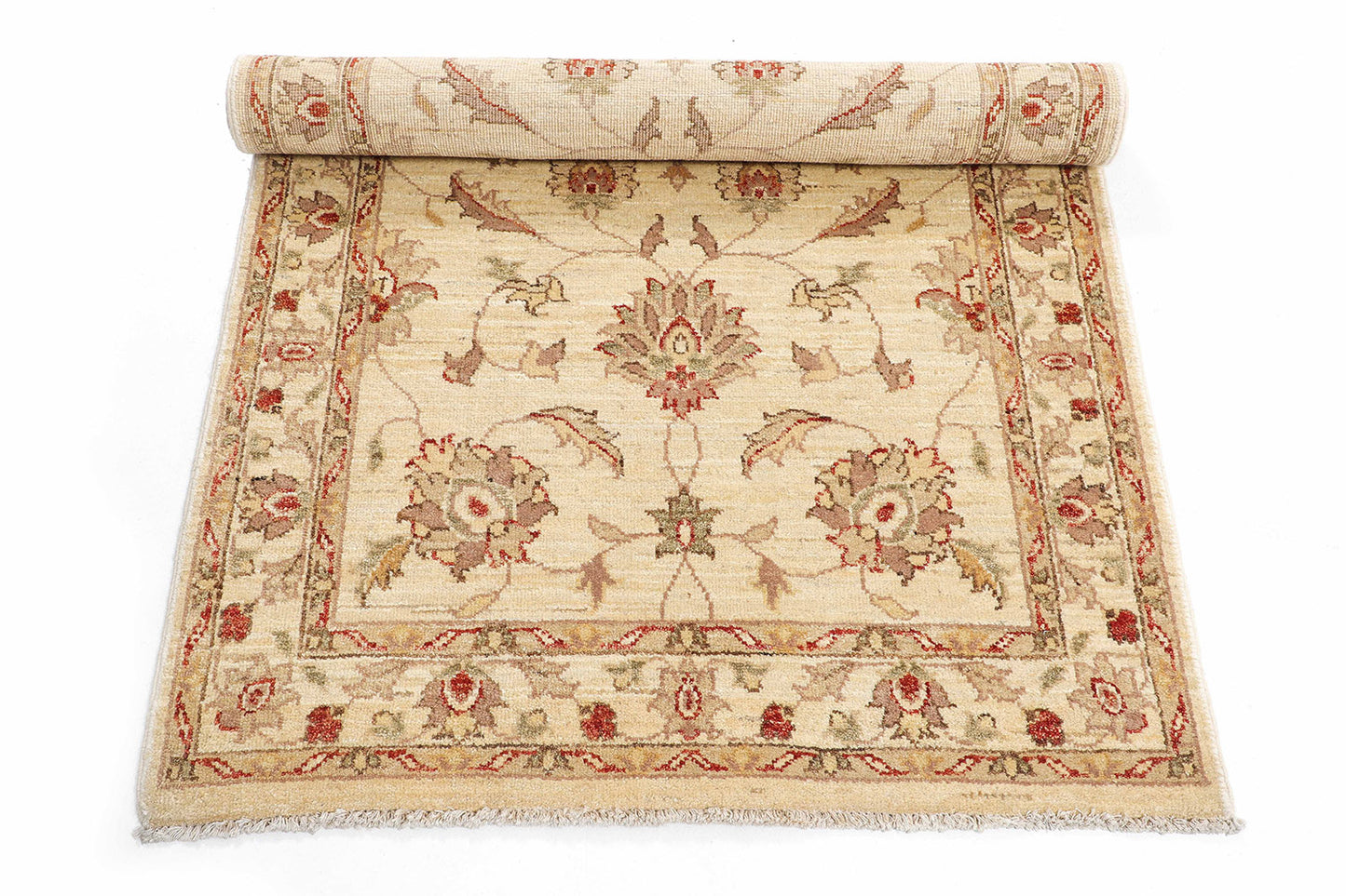 Hand-Knotted Oushak Carpet 3'.2" X 5'.6" Traditional, Beige Fine Wool Accent Rug 3x5